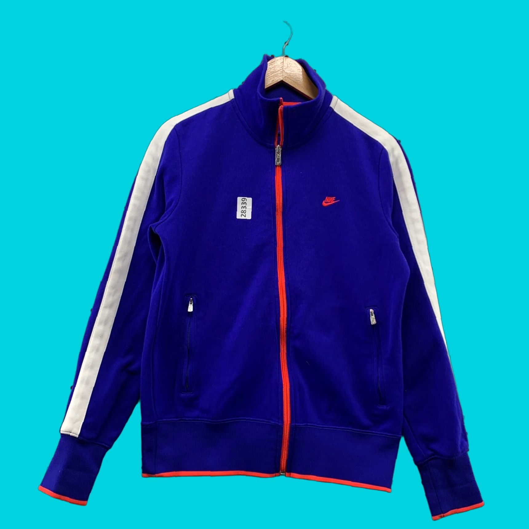 Nike VINTAGE Nike Sportswear Full Zip Track Jacket Blue Red Womens Large Swoosh Size L / US 10 / IT 46 - 1 Thumbnail