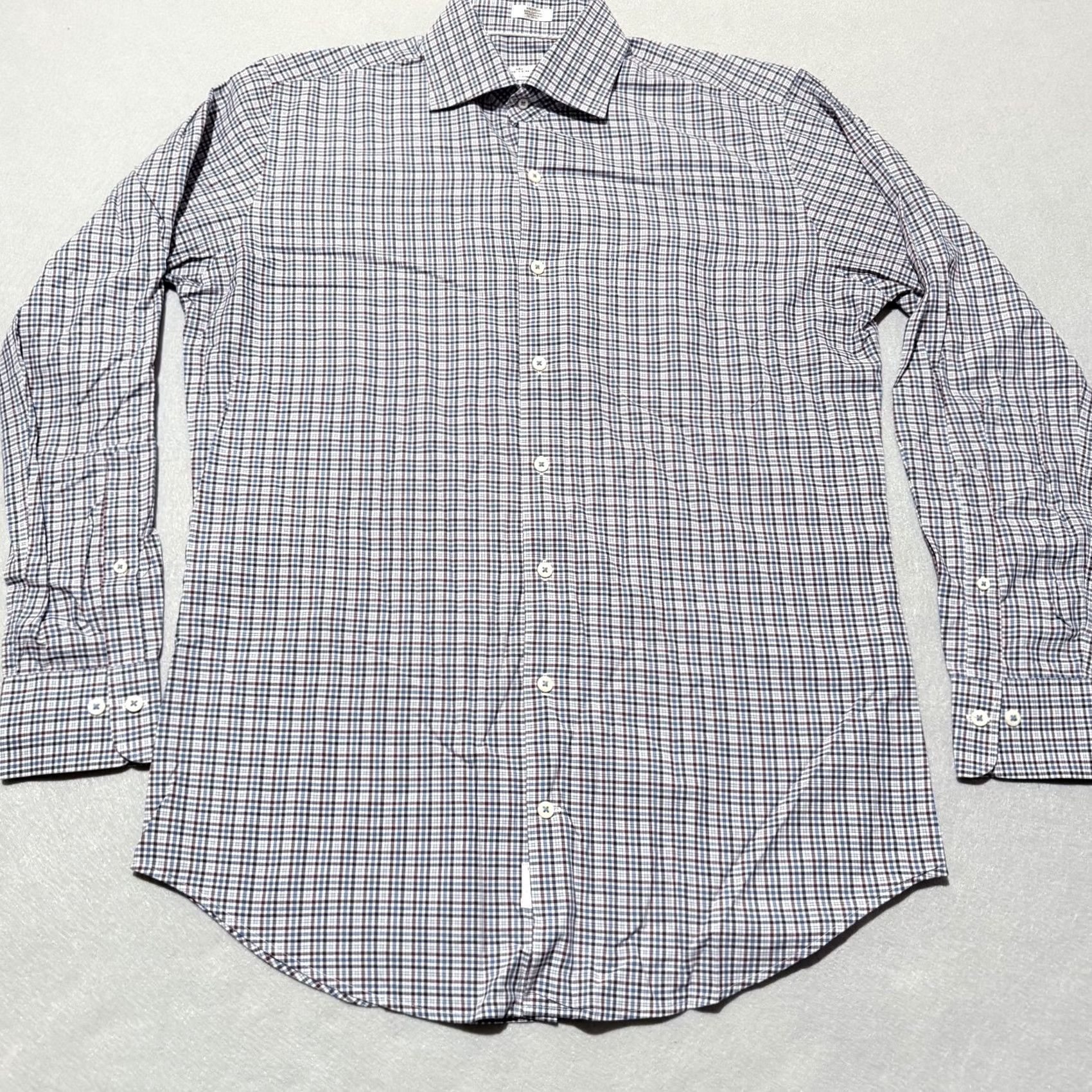 Peter Millar Peter Millar Crown Finish Shirt Men Blue Maroon Plaid Button-Up Medium Size US M / EU 48-50 / 2 - 2 Thumbnail
