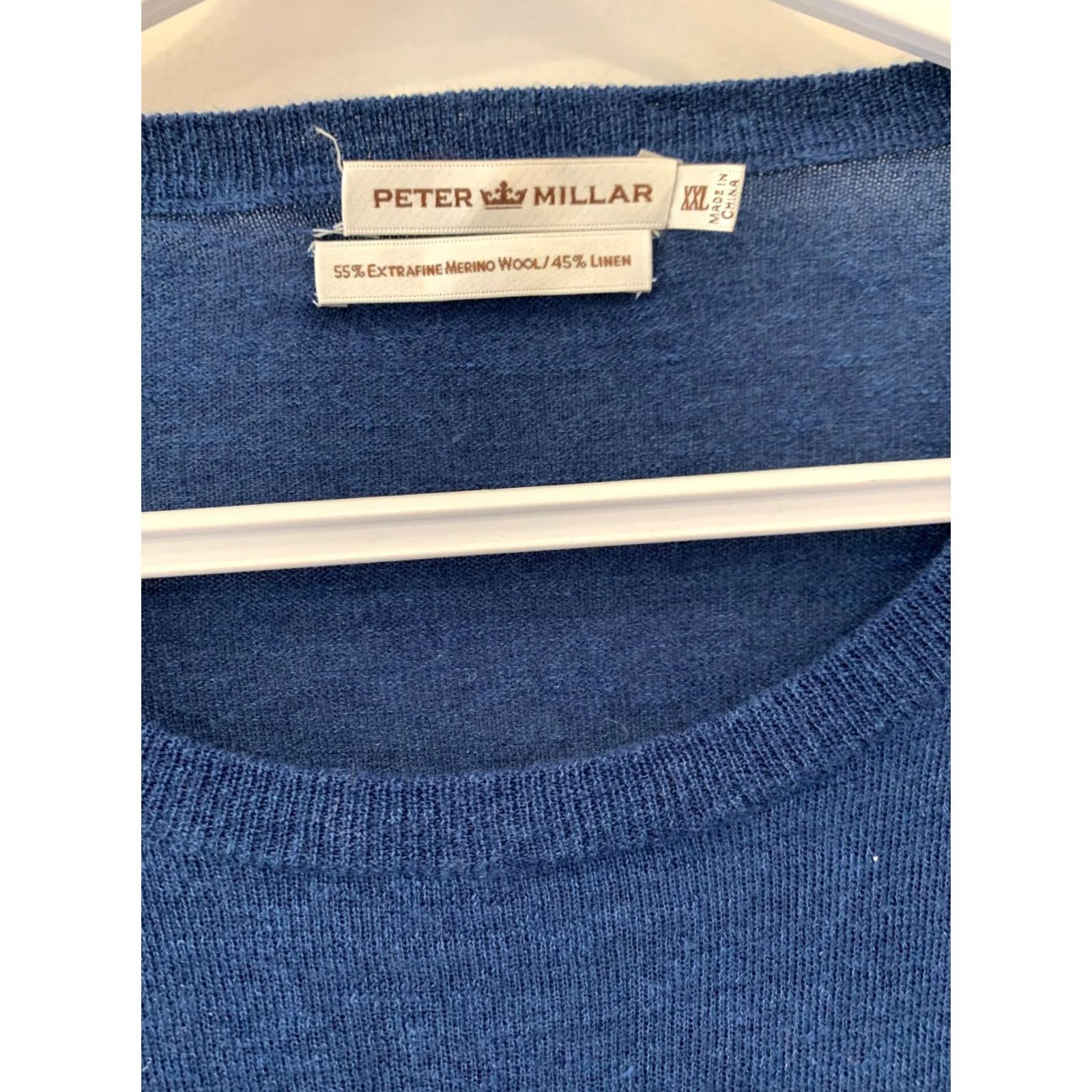 Peter Millar Peter Millar Striped Merino Wool Linen Lightweight Crewneck Sweater XXL Blue Men Size US XXL / EU 58 / 5 - 3 Thumbnail