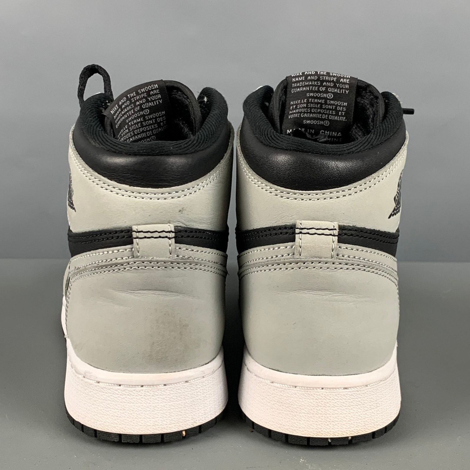 Nike Size 6Y Grey Black Color Block Leather High Top Sneakers Size US 6 / EU 39 - 3 Thumbnail