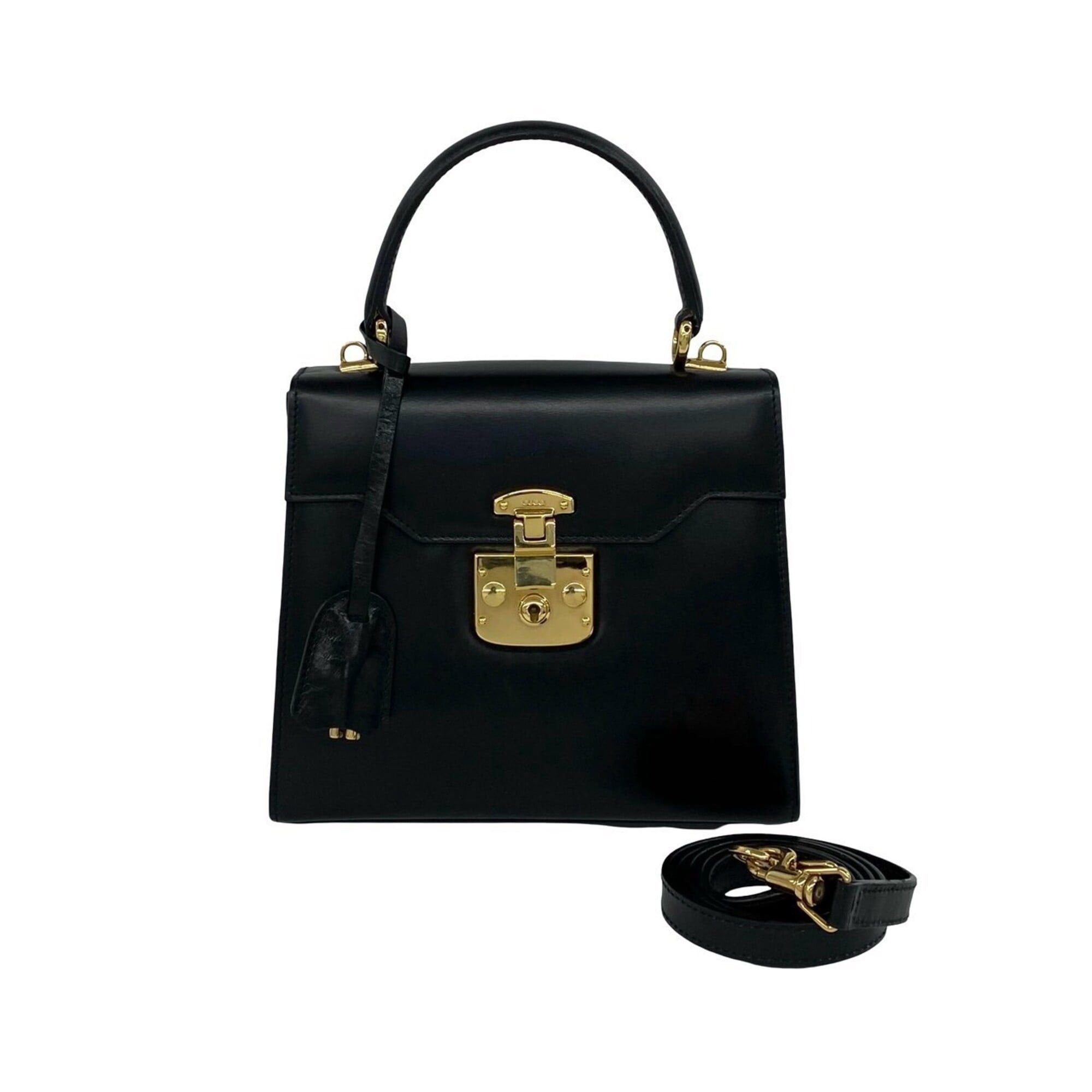 Gucci GUCCI Old Gucci Lady Lock Logo Hardware Leather 2-way Shoulder Bag/Handbag Black 88236 Size ONE SIZE - 1 Thumbnail