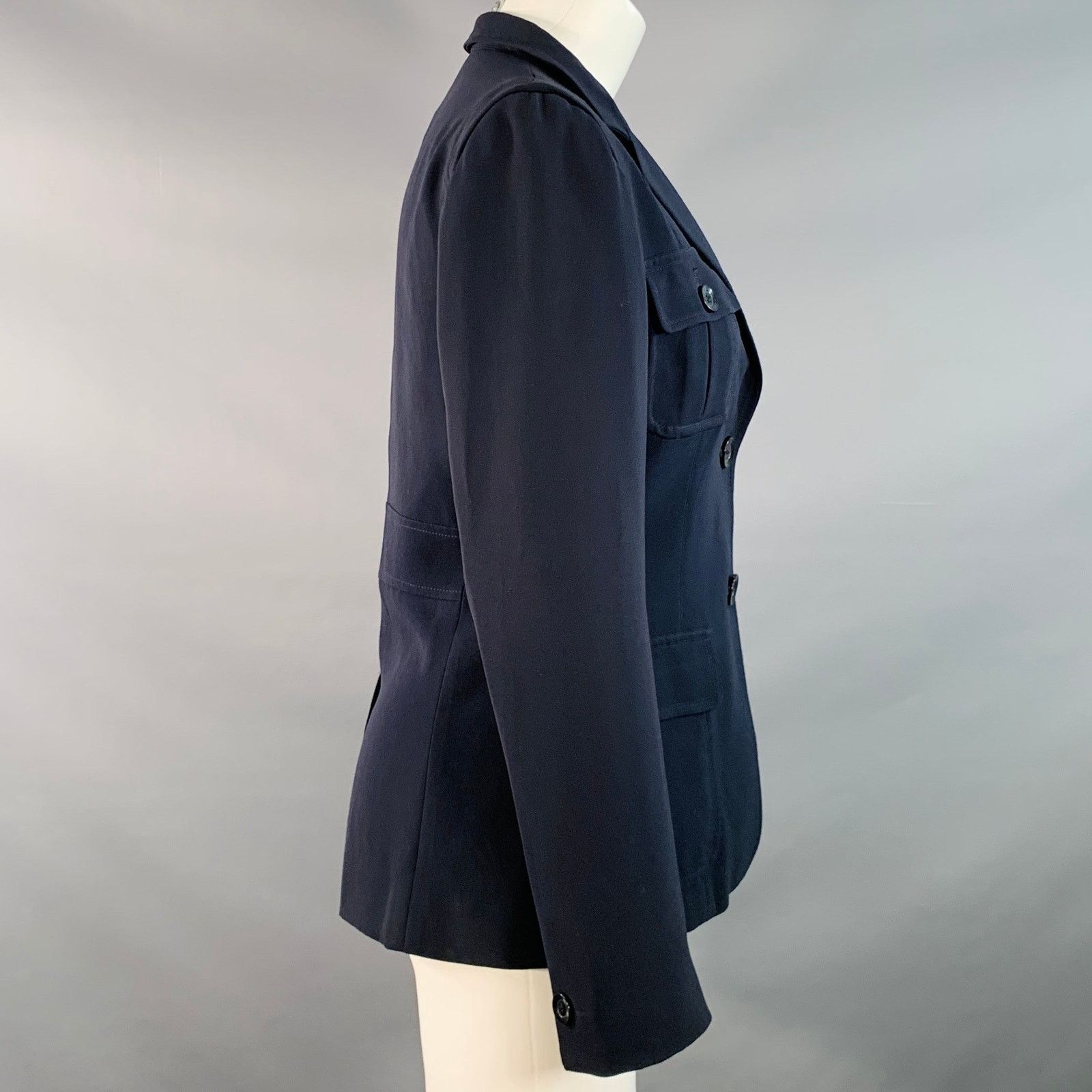 Max Mara 6 Navy Triacetate Blend Notch Lapel Jacket Blazer Size S / US 4 / IT 40 - 2 Thumbnail