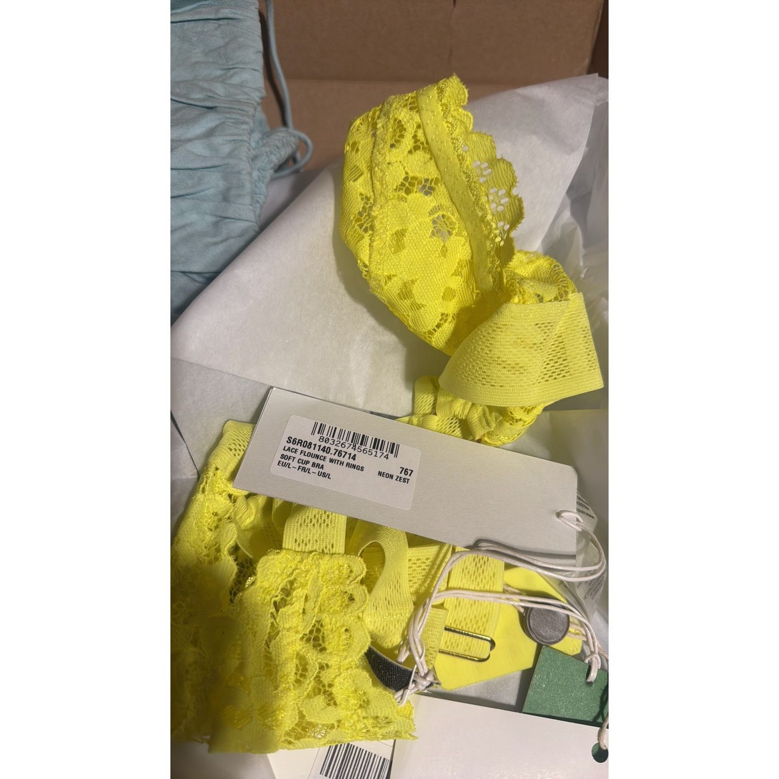 Stella McCartney Stella McCartney Neon lace triangle bra Bright yellow M Size ONE SIZE - 8 Thumbnail