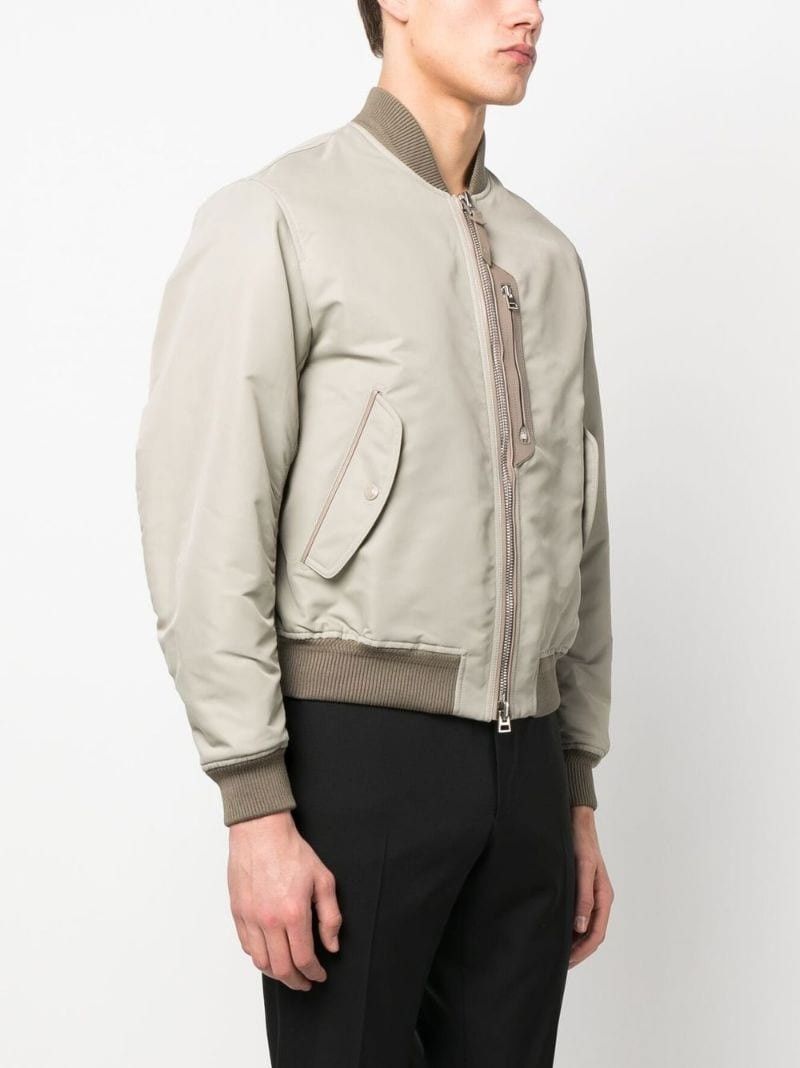 Tom Ford o1sndg1125 Contrast-Trim Bomber Jacket in Light Beige Size US M / EU 48-50 / 2 - 3 Thumbnail