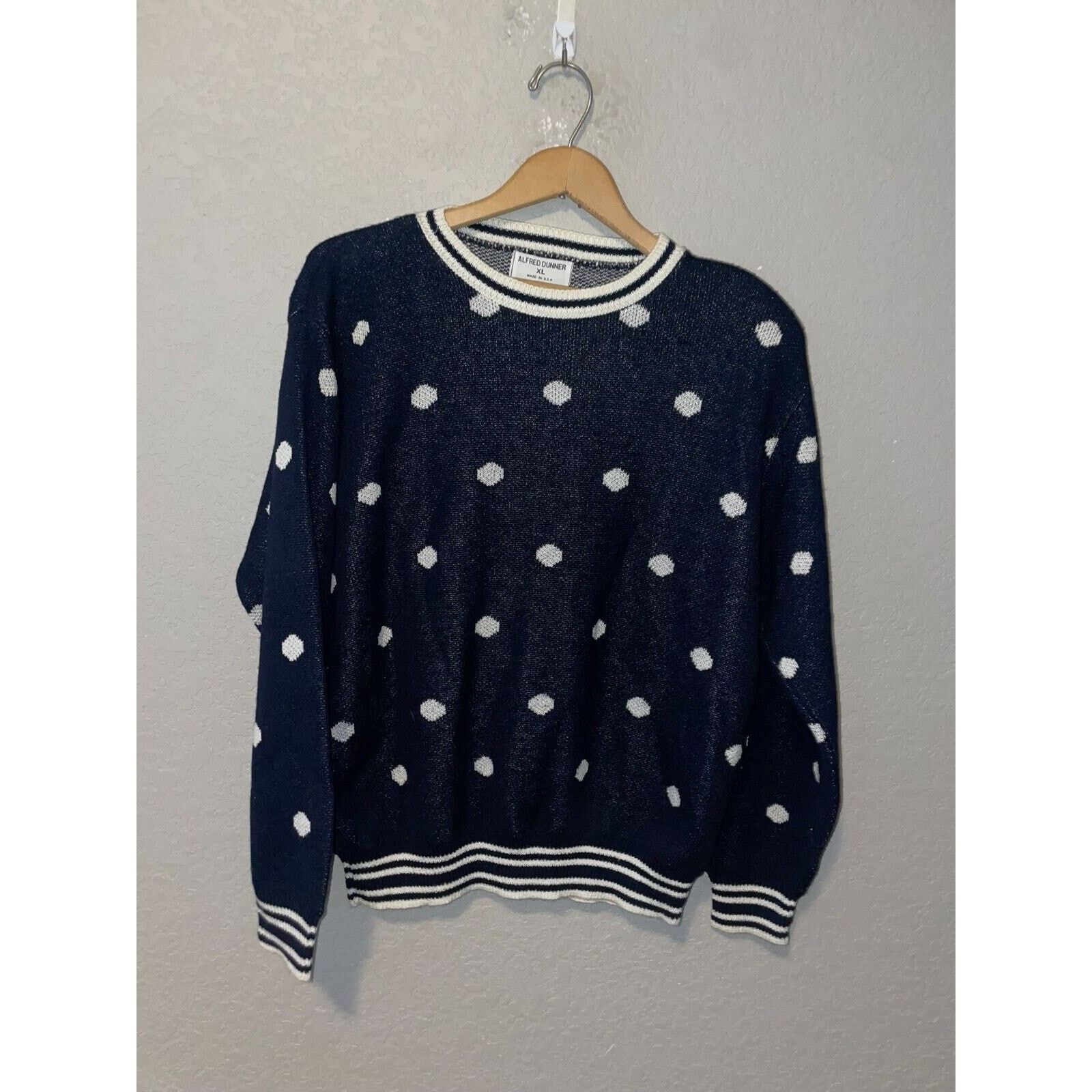 Vintage Vintage Alfred Dunner Polka Dot Sweater Blue VTG 90s XL Size XL / US 12-14 / IT 48-50 - 1 Thumbnail