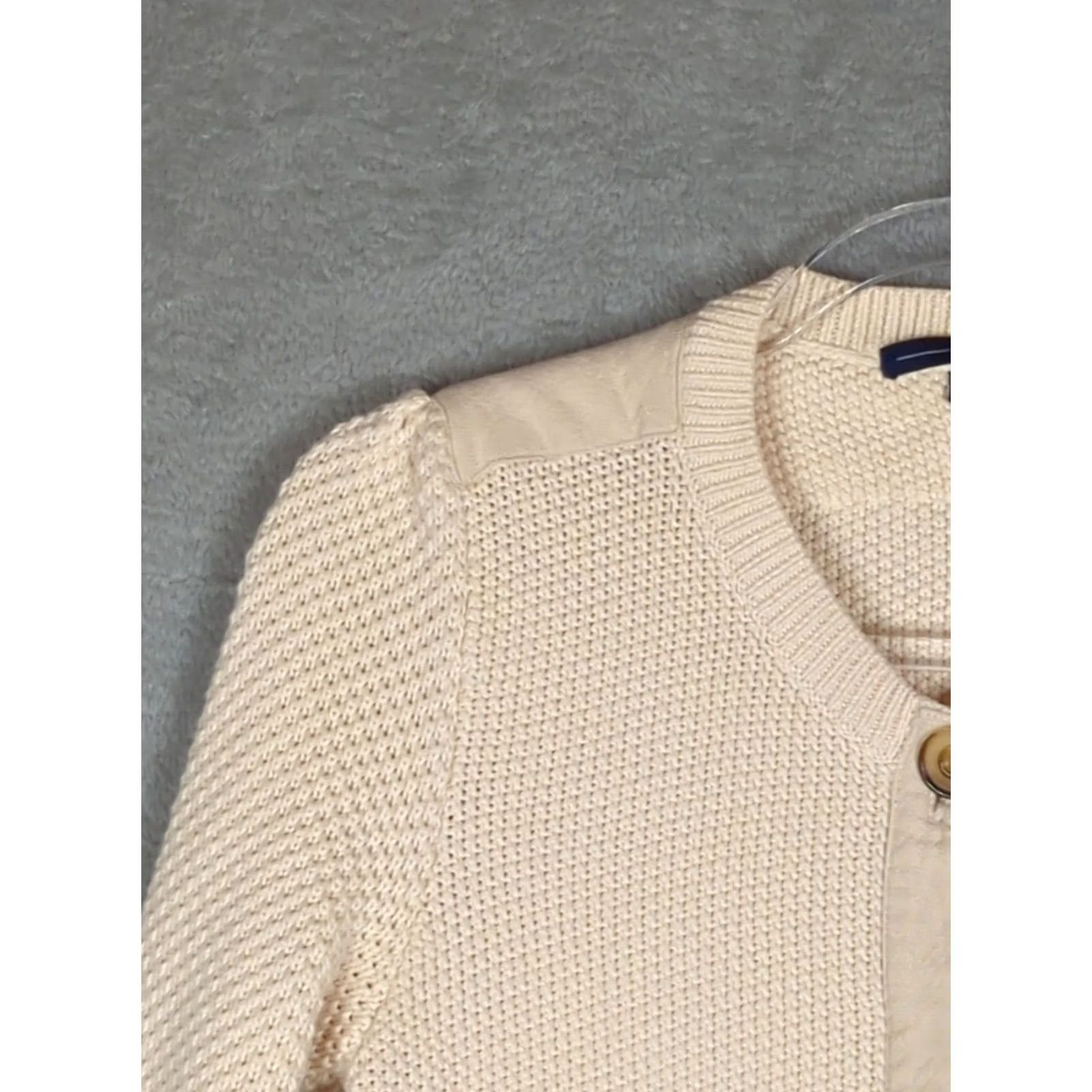 Gap VINTAGE Gap Women’s Cardigan Sweater Cream Chunky Knit Button Cotton S Cottagecore Size S / US 4 / IT 40 - 4 Thumbnail