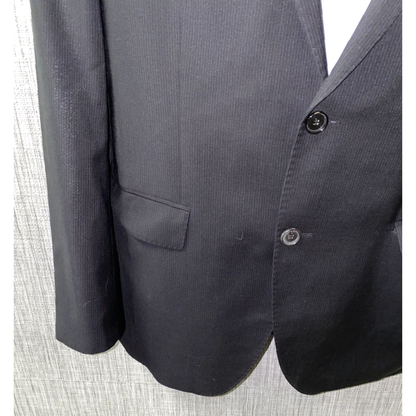 Hugo Boss HUGO BOSS Sport Coat 2 Button Pinstriped Black Wool 42R Mens Regular Casual Size US XS / EU 42 / 0 - 3 Thumbnail