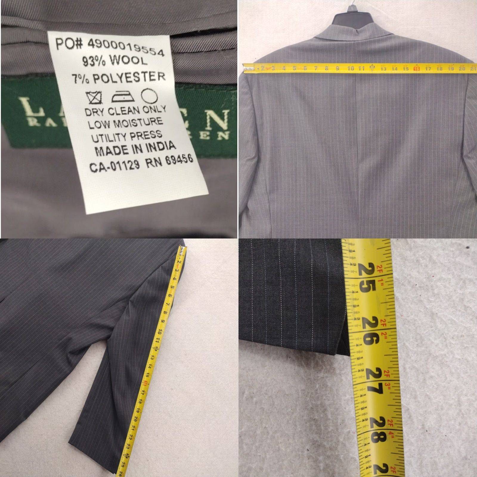 Ralph Lauren Lauren Ralph Lauren Green Label Blazer Mens 48R Gray Wool Blend Sport Coat Size 48R - 9 Thumbnail