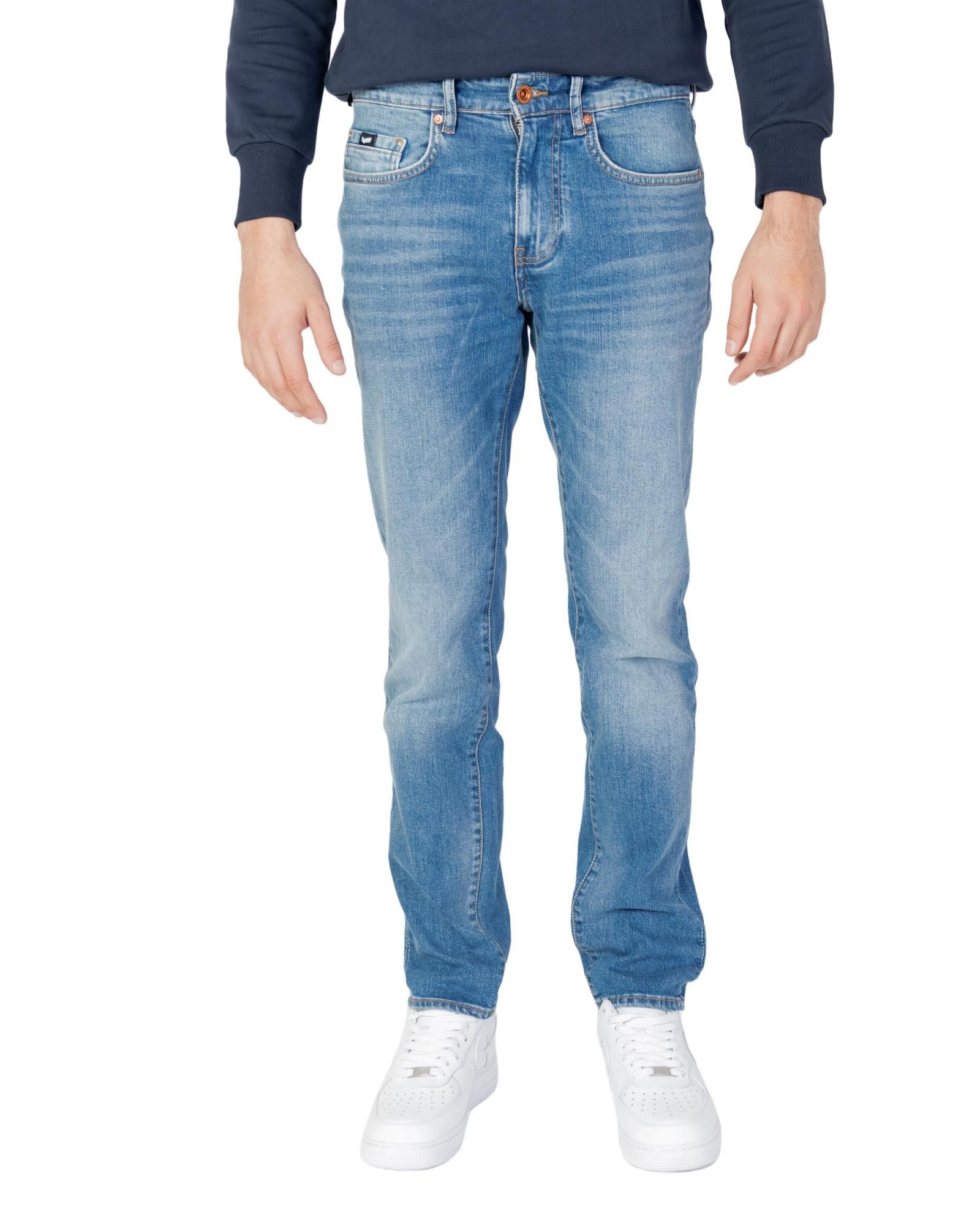 image of Gas Cotton Blend Jeans With Zip And Button Fastening in Blue, Men's (Size 33)