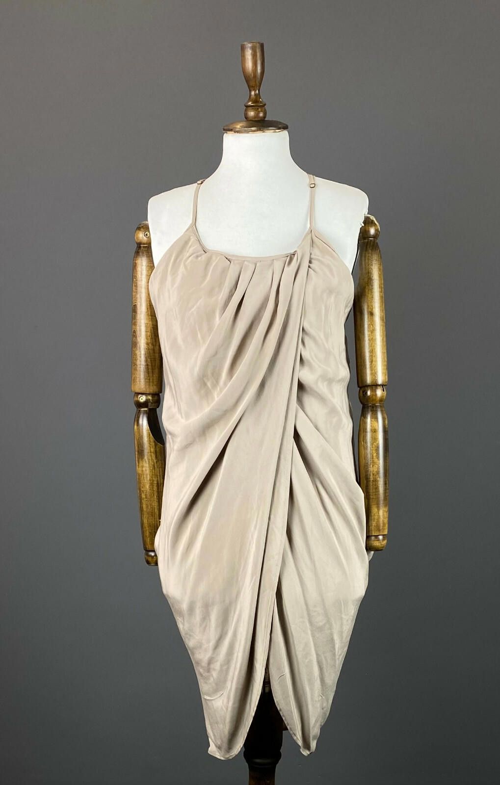 Designer Anine Bing Beige Silk Designer Open Shoulder Dress Size XS Size XS / US 0-2 / IT 36-38 - 1 Thumbnail