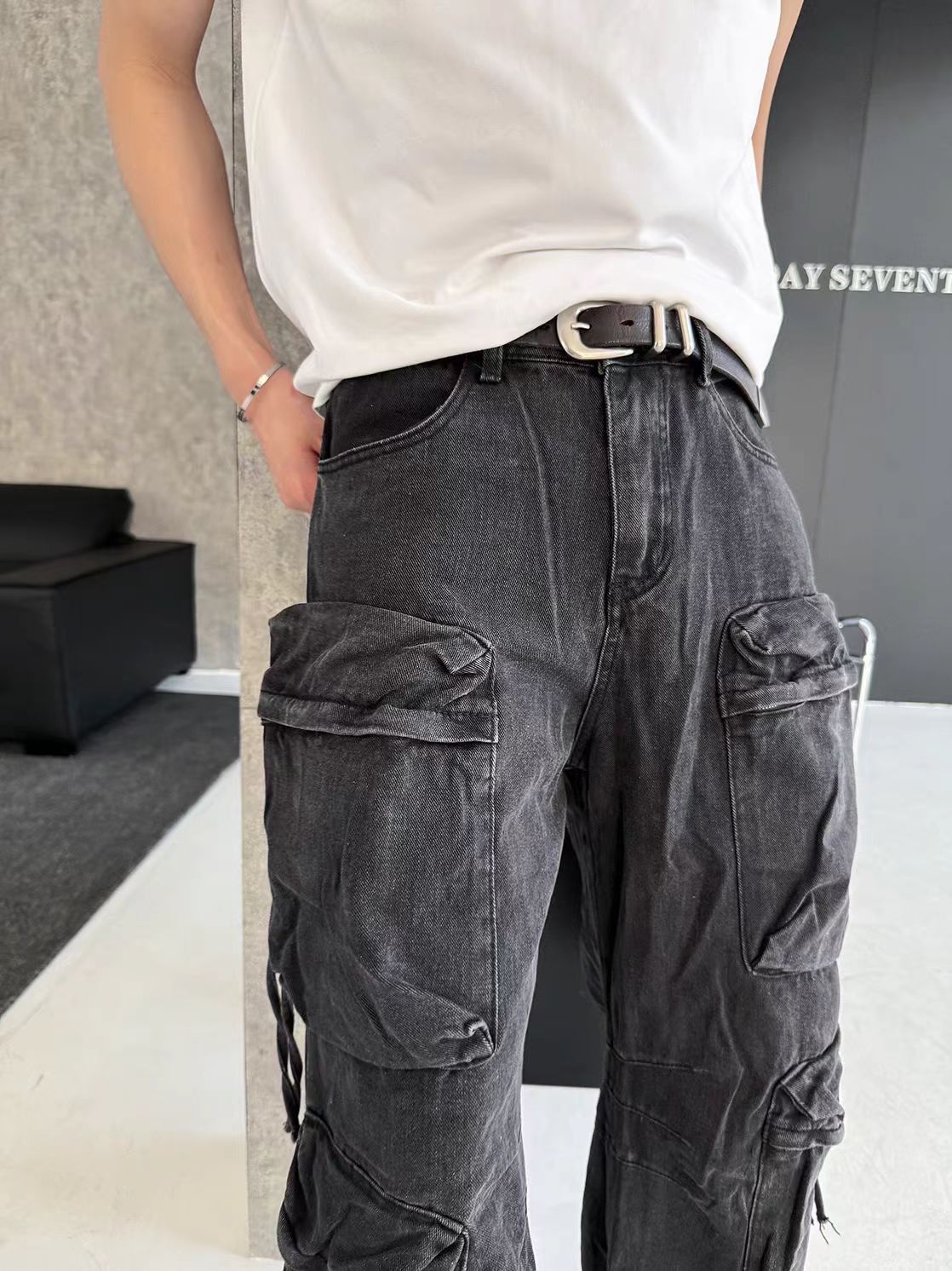 Designer Black casual street hip hop baggy jeans Size US 28 / EU 44 - 3 Thumbnail