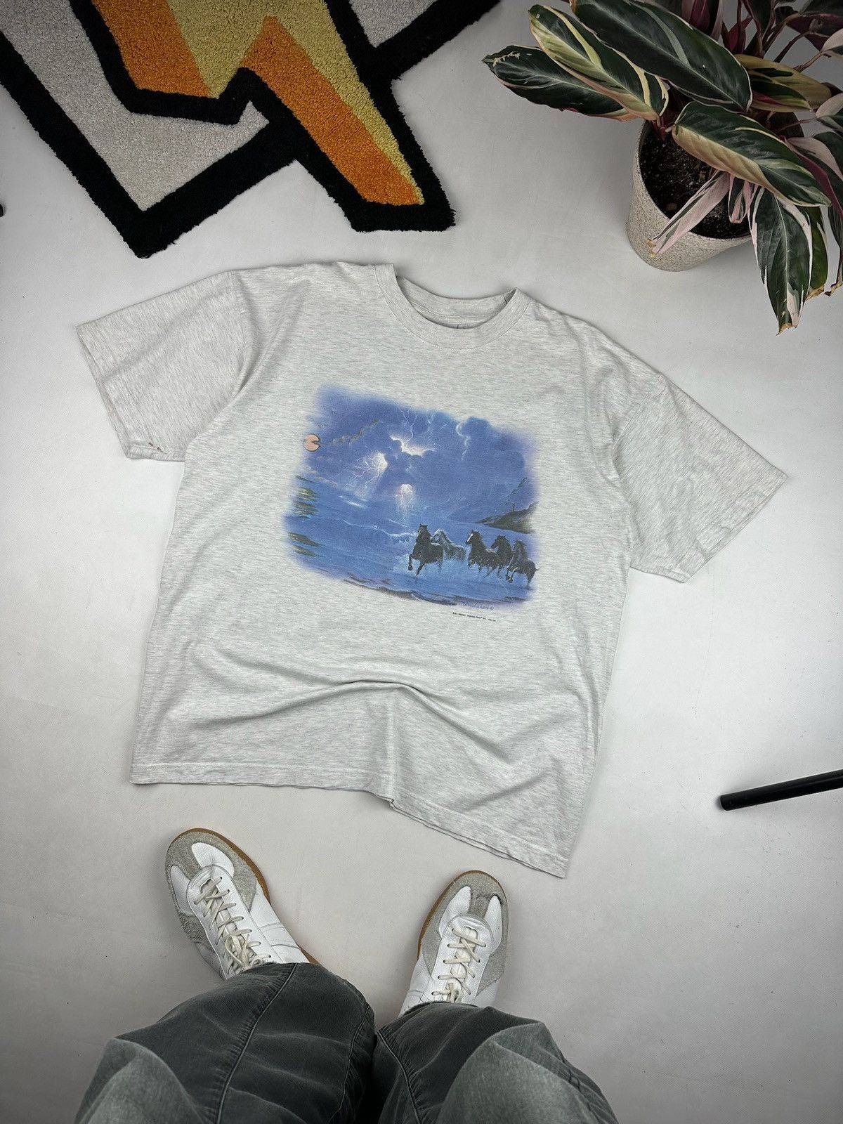 Vintage Vintage 90’s Thunder horses t-shirt art tee Size US XL / EU 56 / 4 - 2 Thumbnail