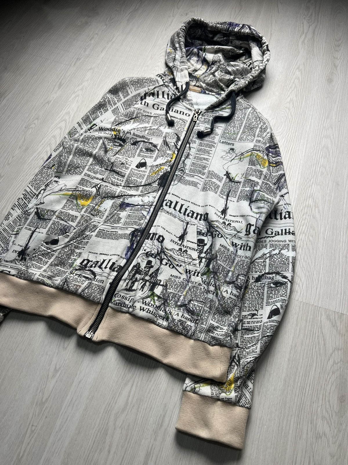 Designer × John Galliano Vintage John galliano newspaper print zip