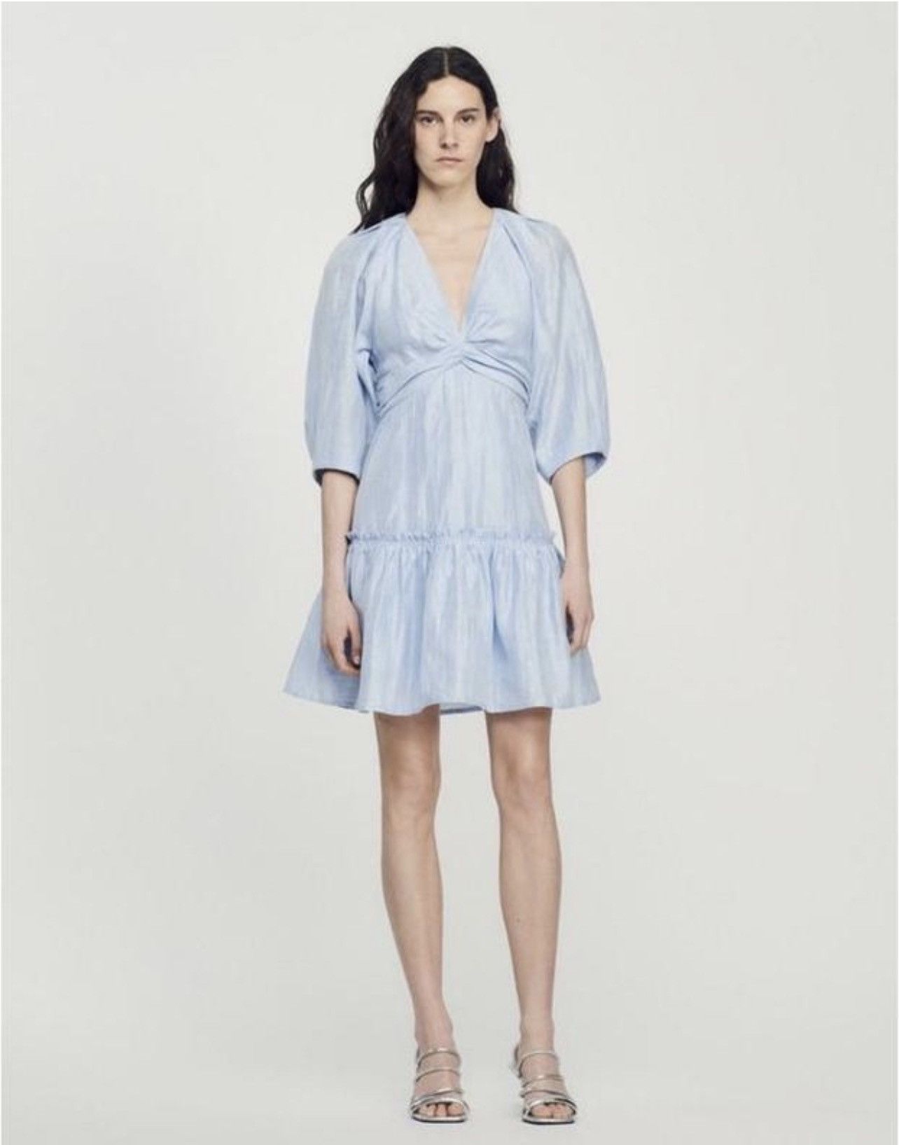 Sandro Sandro oldmoney style babydoll linen blend puff sleeve dress Size M / US 6-8 / IT 42-44 - 4 Thumbnail