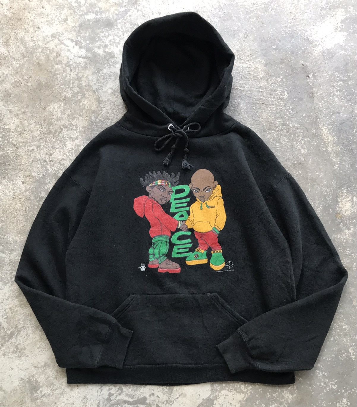 Vintage 1992 Peace BWA Black Staff Hoodie