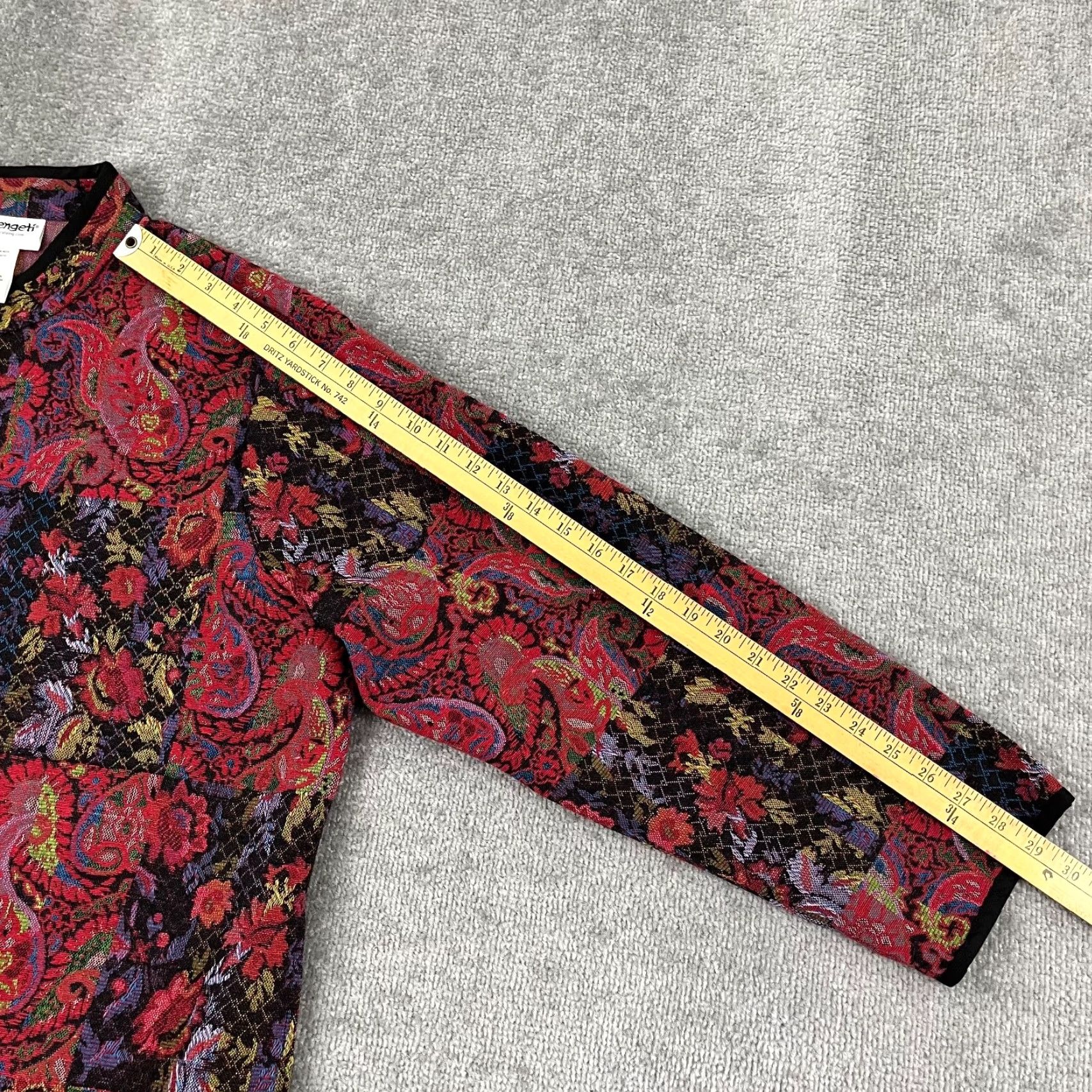 Vintage SERENGETI Sweater Womens 1X XL Plus Paisley Tapestry Open Front Pockets Size XL / US 12-14 / IT 48-50 - 5 Thumbnail