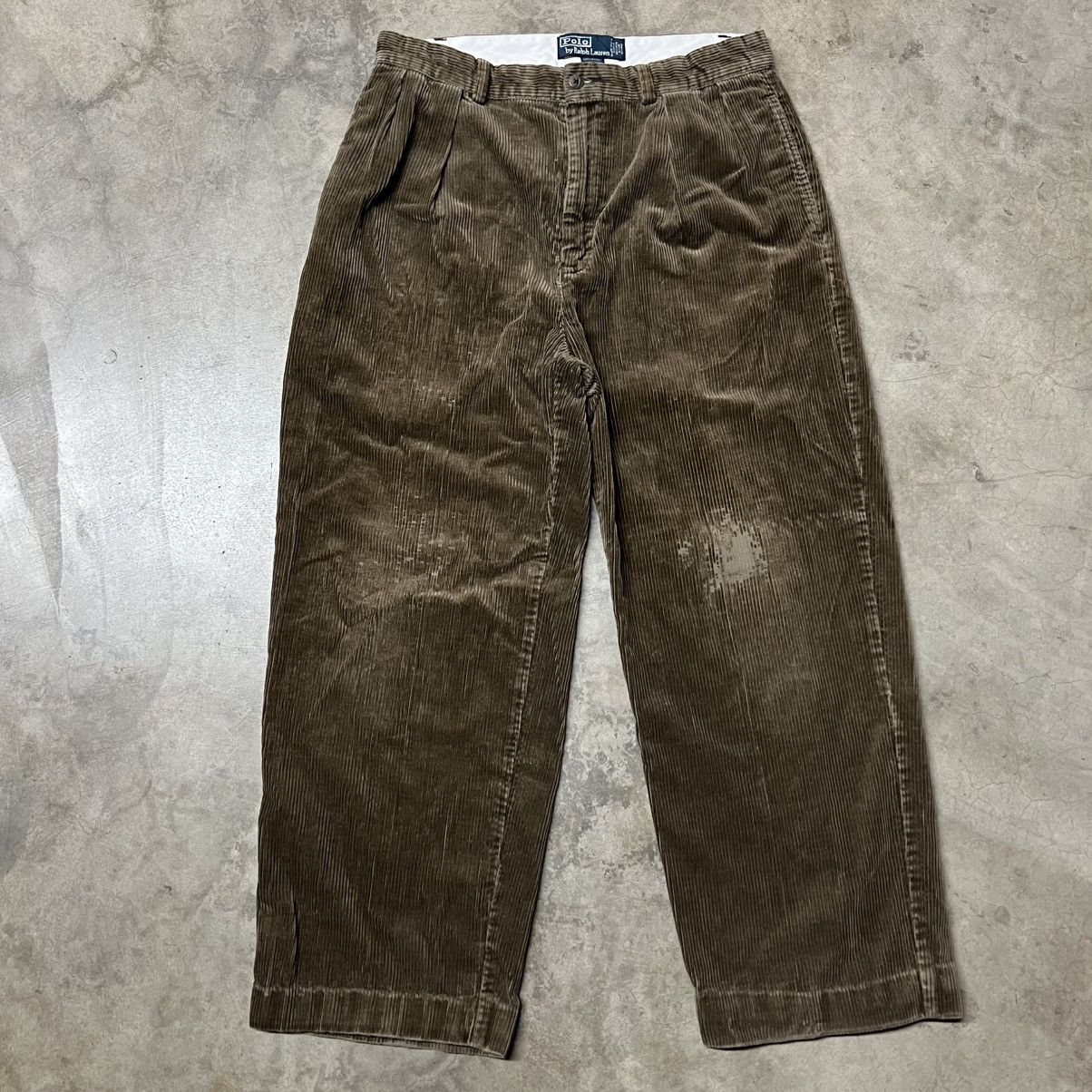 Polo Ralph Lauren × RRL Ralph Lauren × Ralph Lauren Vintage Polo Ralph Lauren Brown Distressed Corduroy Pants Size US 32 / EU 48 - 2 Thumbnail