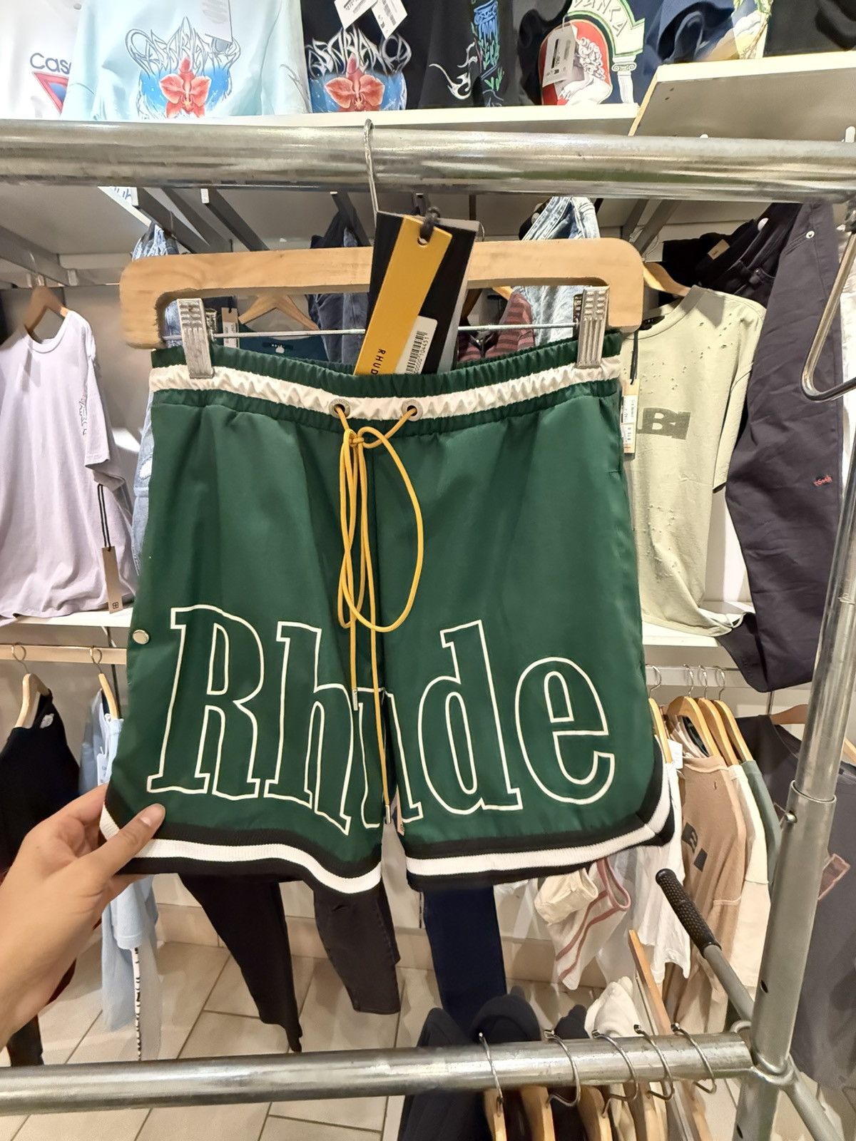 Rhude logo basketball swim short