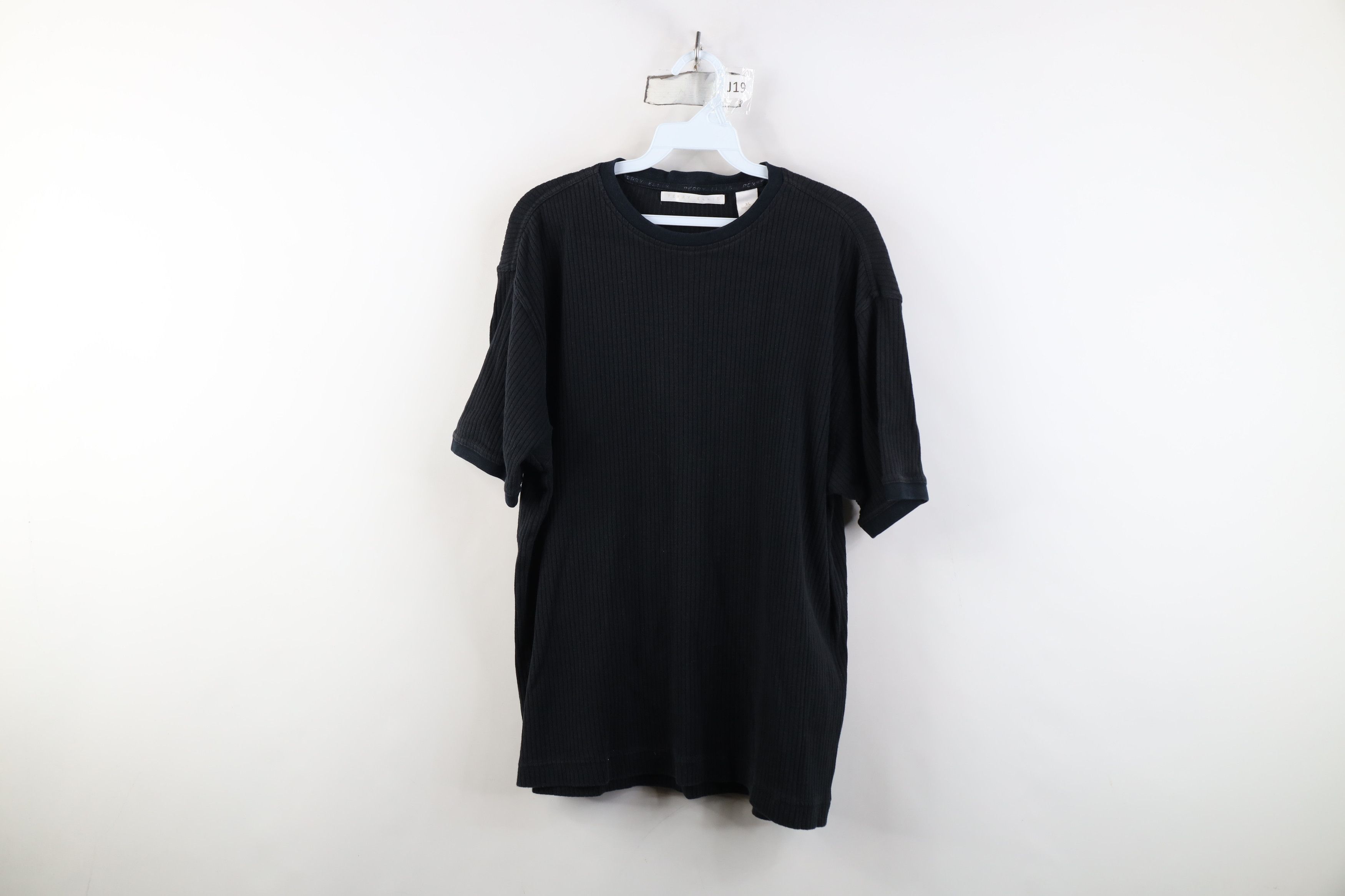 Vintage Vintage 90s Streetwear Cotton Ribbed Knit T-Shirt Black Size US XL / EU 56 / 4 - 1 Thumbnail