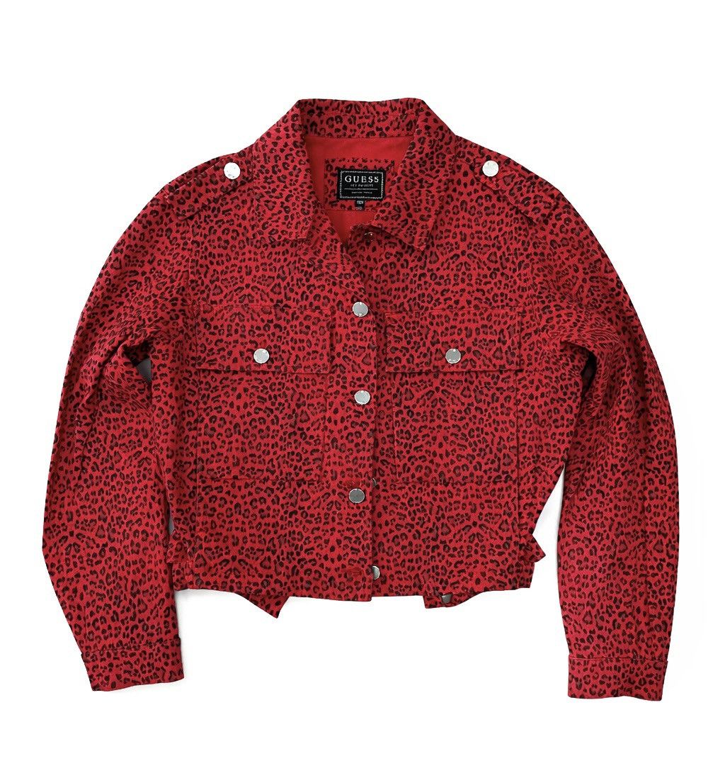 Guess Guess red leopard print cotton jacket Size L / US 10 / IT 46 - 1 Thumbnail