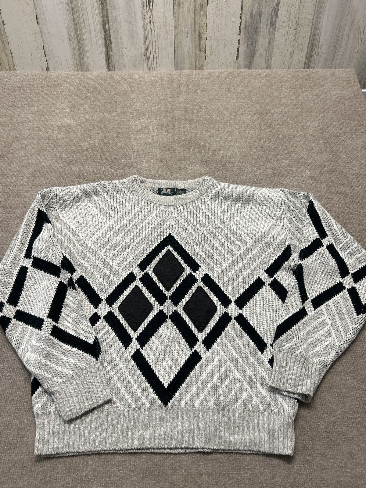 Stefano Ricci Vintage 80s Stefano Man Geometric Knit Sweater 0266 Size US L / EU 52-54 / 3 - 1 Thumbnail