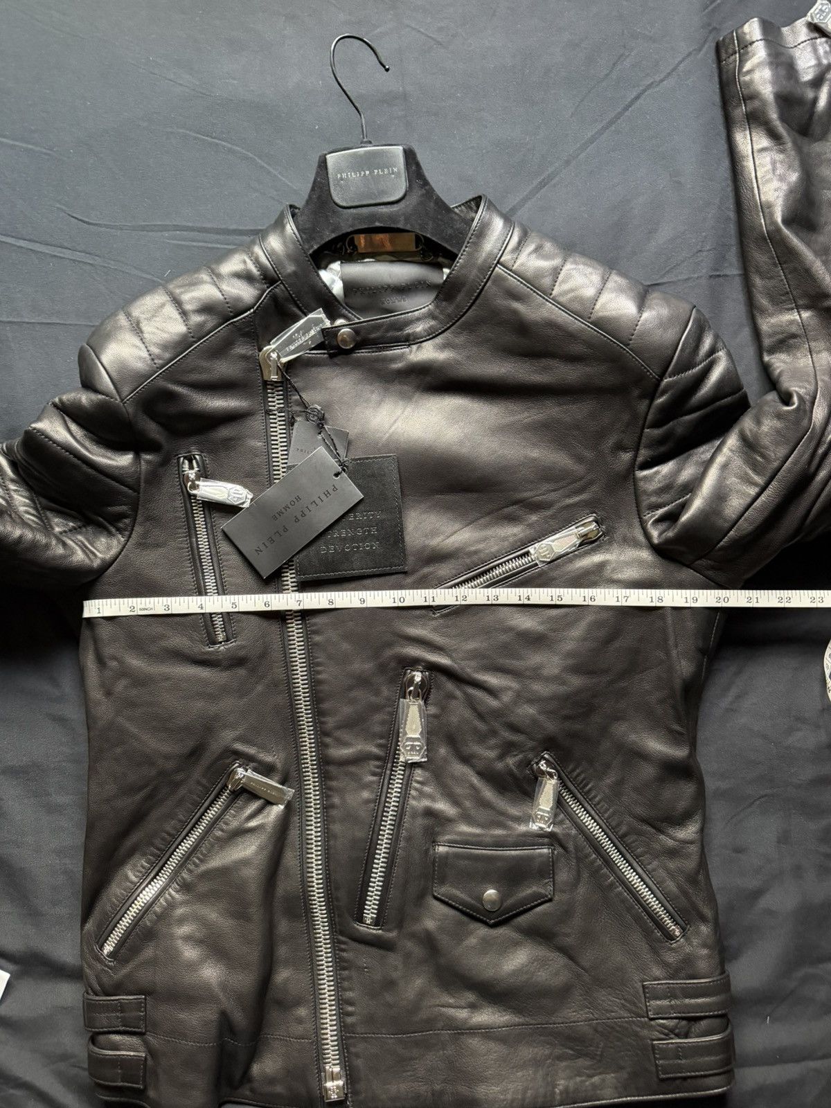 Philipp Plein Philipp Plein Lambskin Leather Biker Jacket Black / XL Size US XL / EU 56 / 4 - 6 Thumbnail