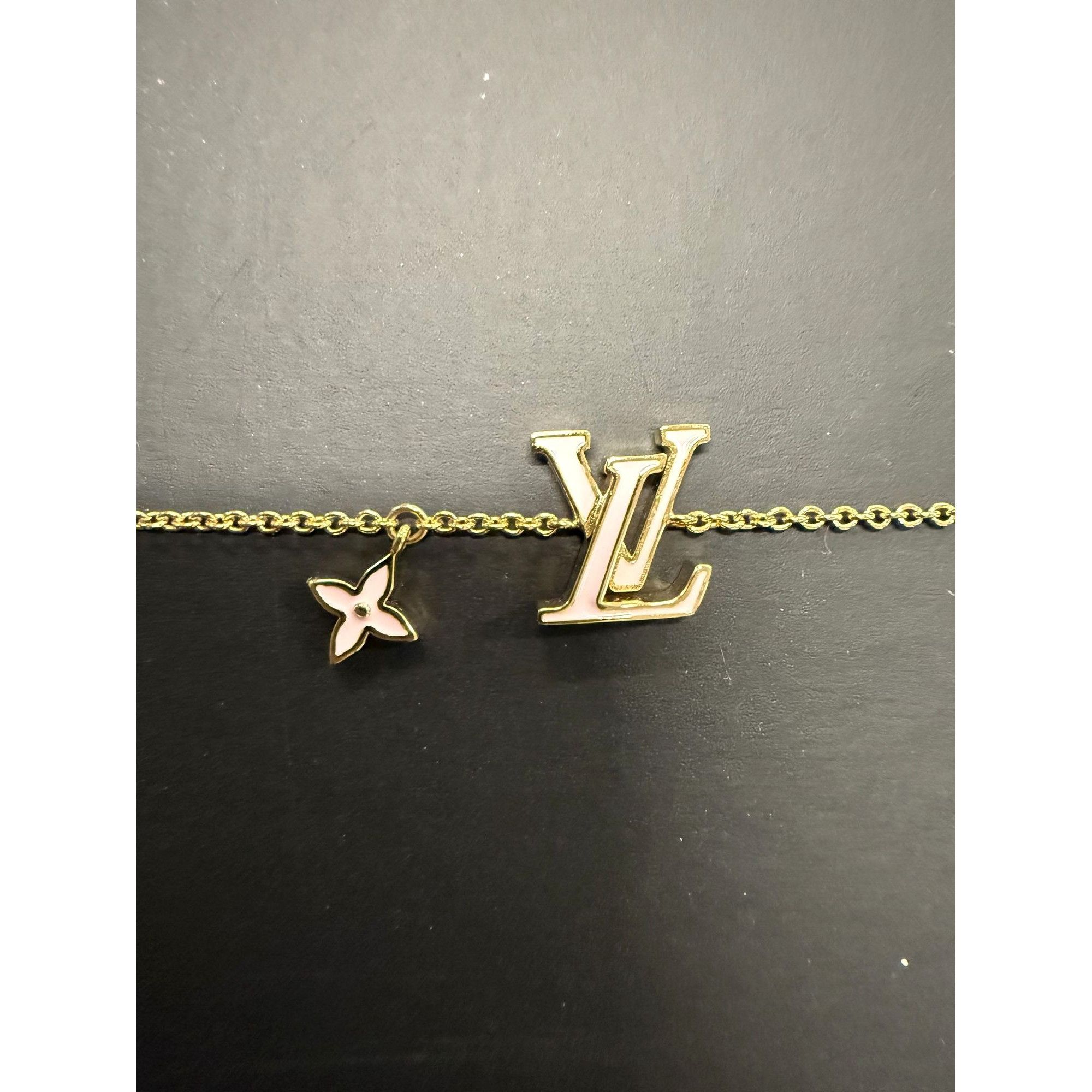 Louis Vuitton Louis Vuitton Gold-Tone Bracelet With LV Logo & Flower Charm Size ONE SIZE - 1 Thumbnail