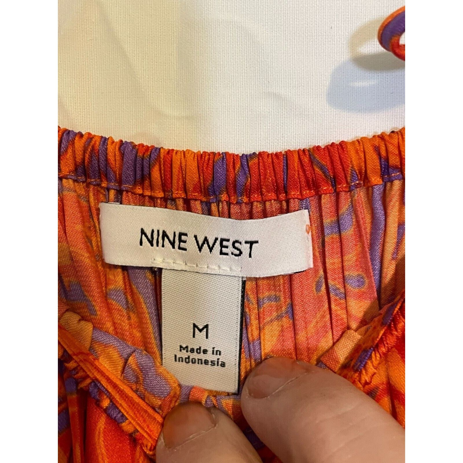 Nine West Nine West Women's Sleeveless Orange Dress Tropical Pattern Size M / US 6-8 / IT 42-44 - 3 Thumbnail