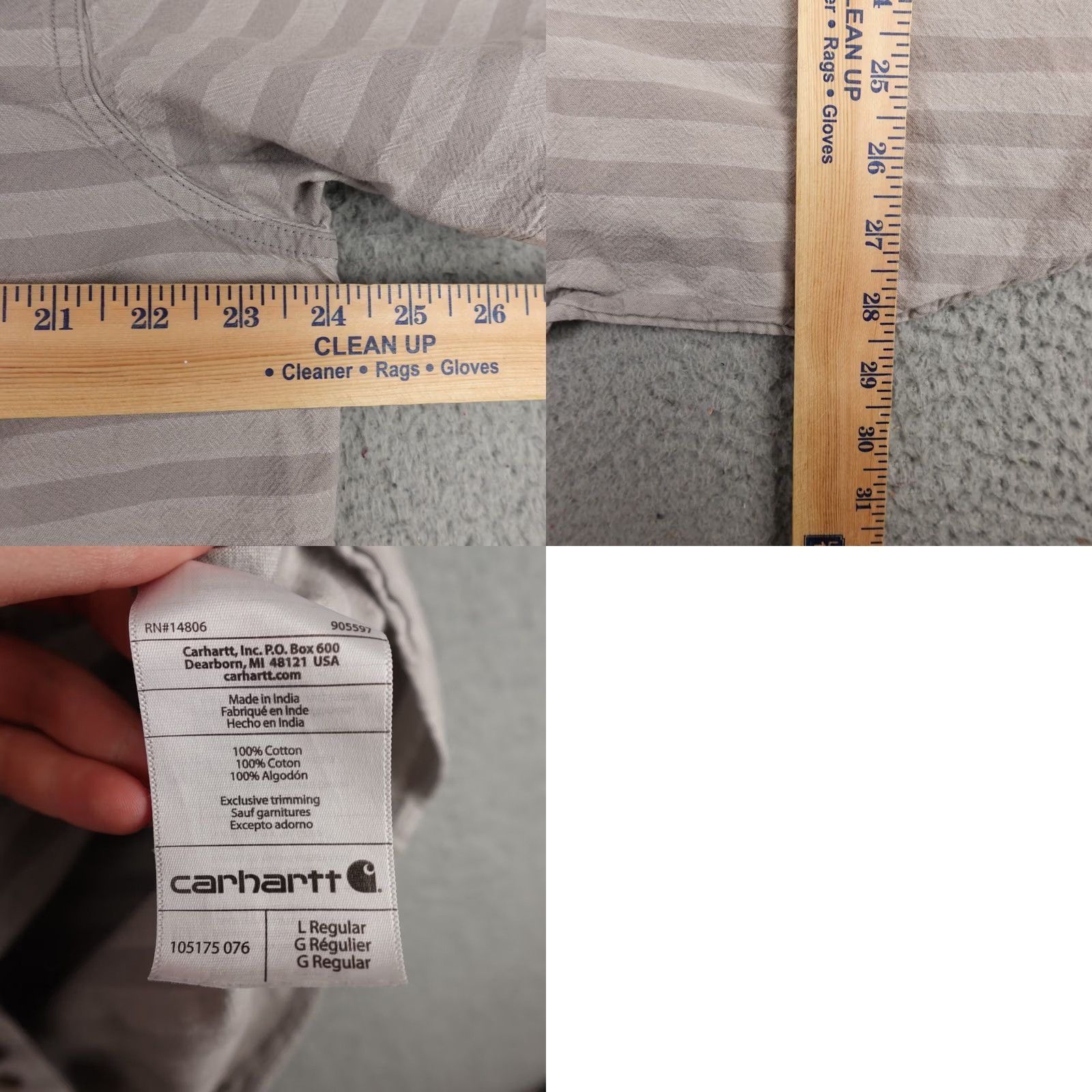 Carhartt Carhartt Shirt Mens L Gray Striped Short Sleeve Button Up Pocket - Casual Workwear, Cotton, Regular Fit Size US L / EU 52-54 / 3 - 9 Thumbnail