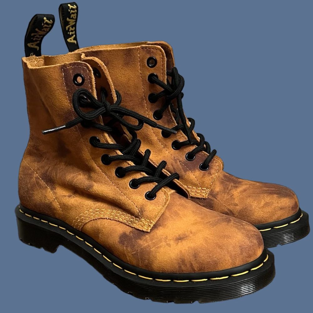 Dr. Martens DR. MARTENS 1460 Pascal Burnt Orange Tie Dye Boots Women EUC Leather Lined Comfort Rubber Sole Casual Size US 5 / IT 35 - 1 Thumbnail