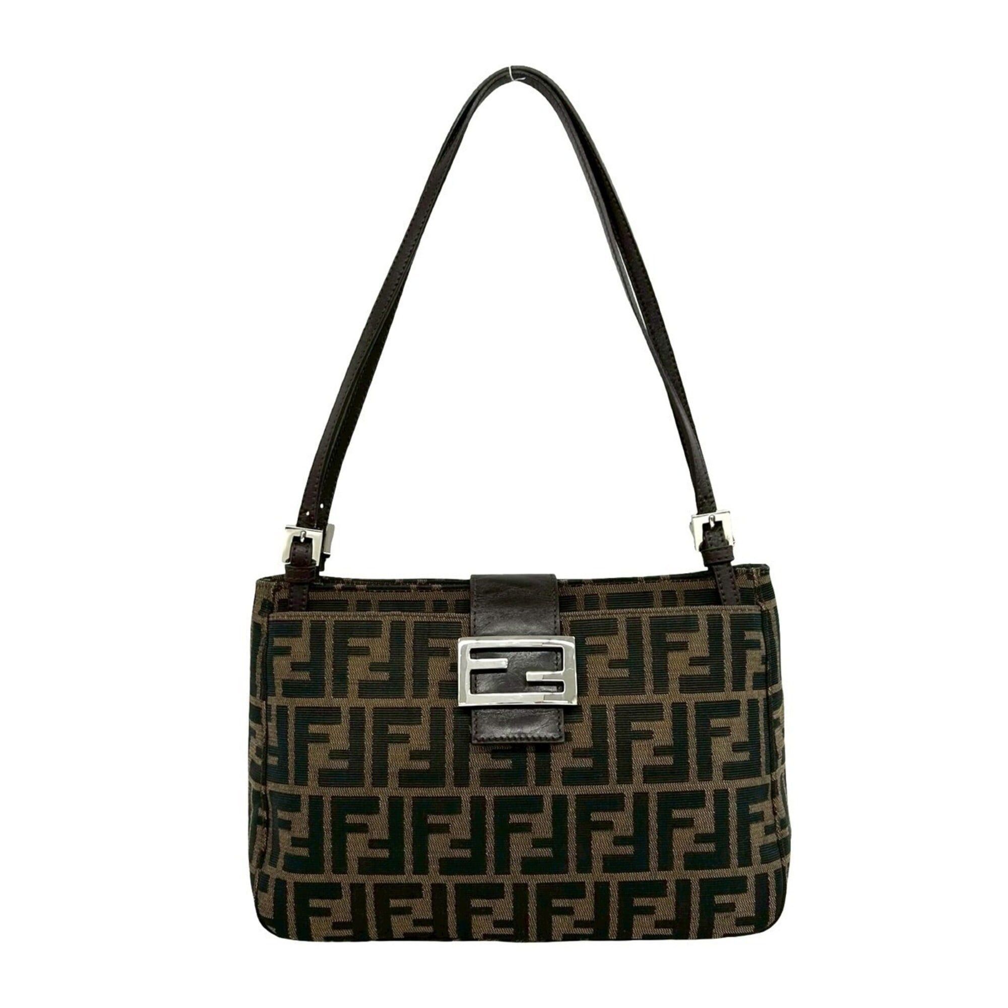 Fendi FENDI Vintage Zucca FF Pattern Canvas Leather Semi-Shoulder
