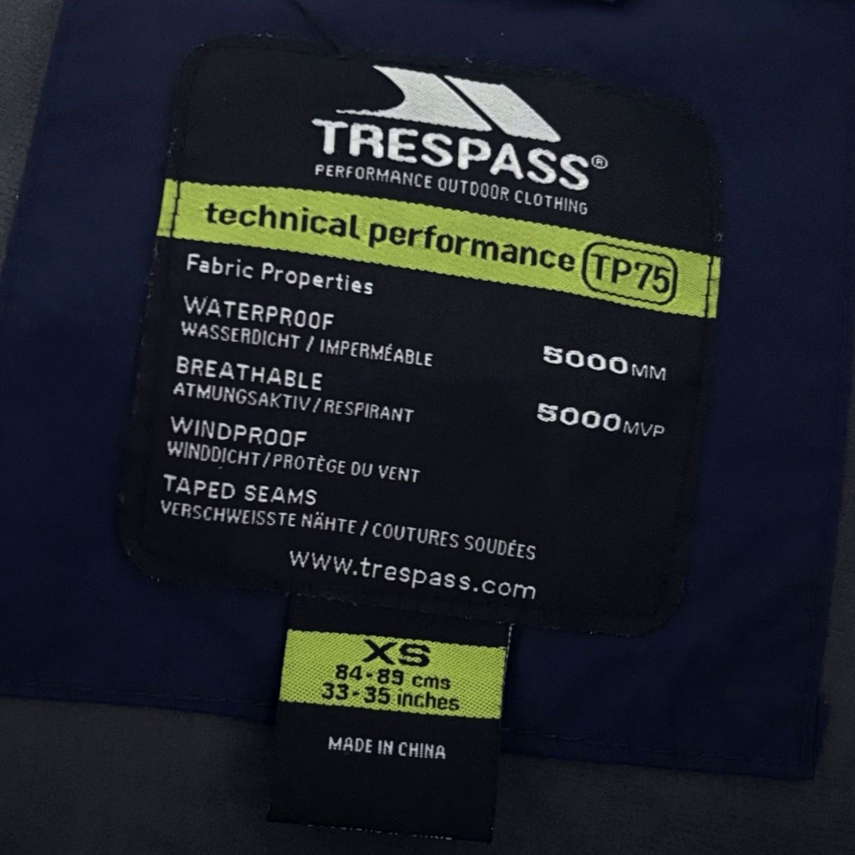 Vintage Trespass Hilman II Waterproof Jacket - XS Men Blue Hooded Zip Up - Vintage Size US XS / EU 42 / 0 - 6 Thumbnail