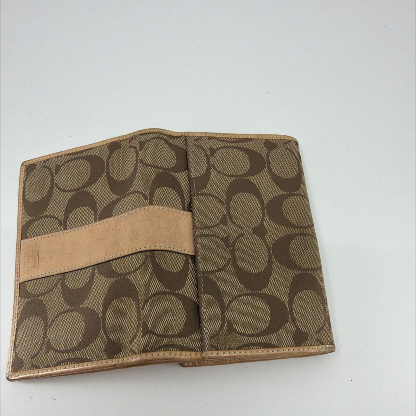 Coach Coach Signature C Flap BrownTan Coated Canvas Leather Wallet Size ONE SIZE - 7 Thumbnail