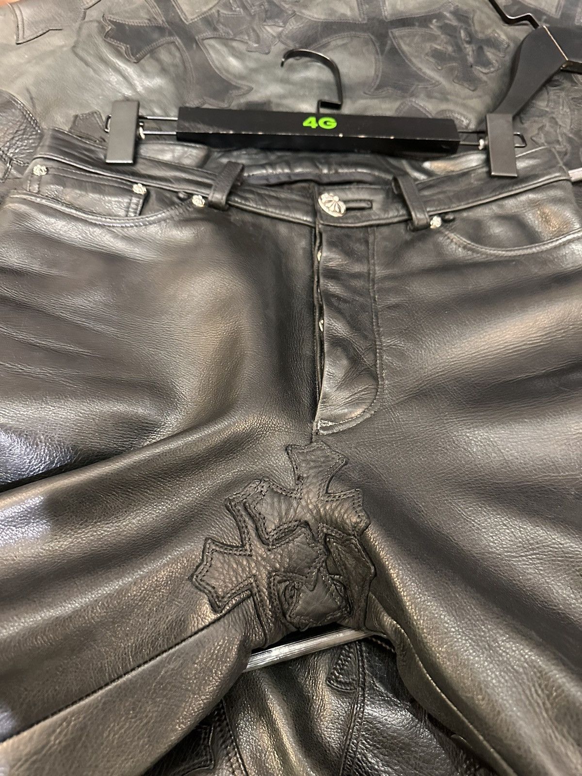 Chrome Hearts CHROME HEARTS CUSTOM STUDDED ROCKSTAR LEATHER JEANS CROSS Size US 30 / EU 46 - 8 Thumbnail