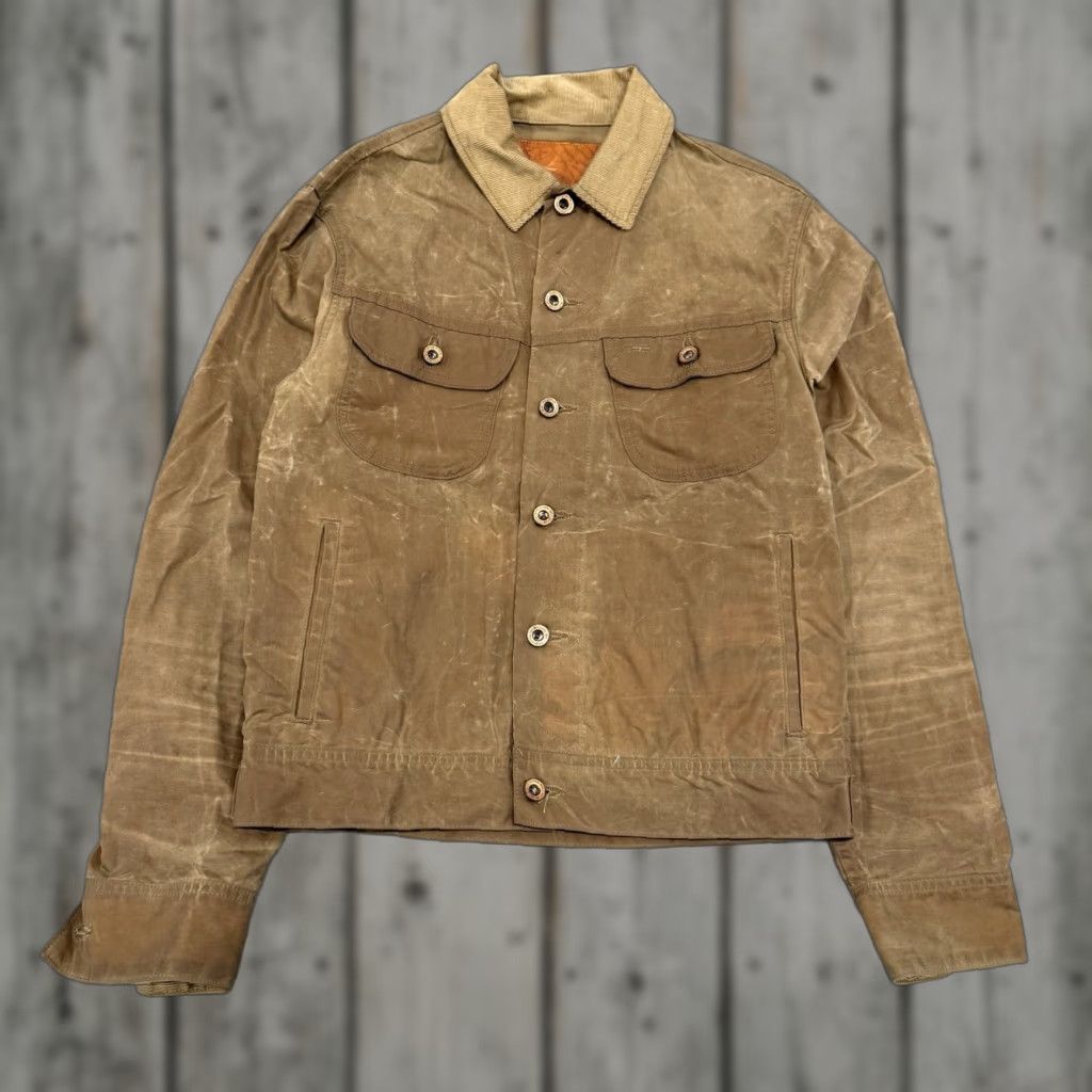 Taylor Stitch Jacket Long Haul Trucker Waxed Canvas Mens 38 Brown Made in USA Slim Jacket Mens Brown Waxed Canvas USA 38 Jacket