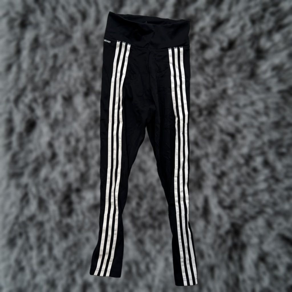 Adidas Adidas AEROREADY Leggings Womens XS Black Striped High Rise Yoga Athletic Size 26" / US 2 / IT 38 - 1 Thumbnail