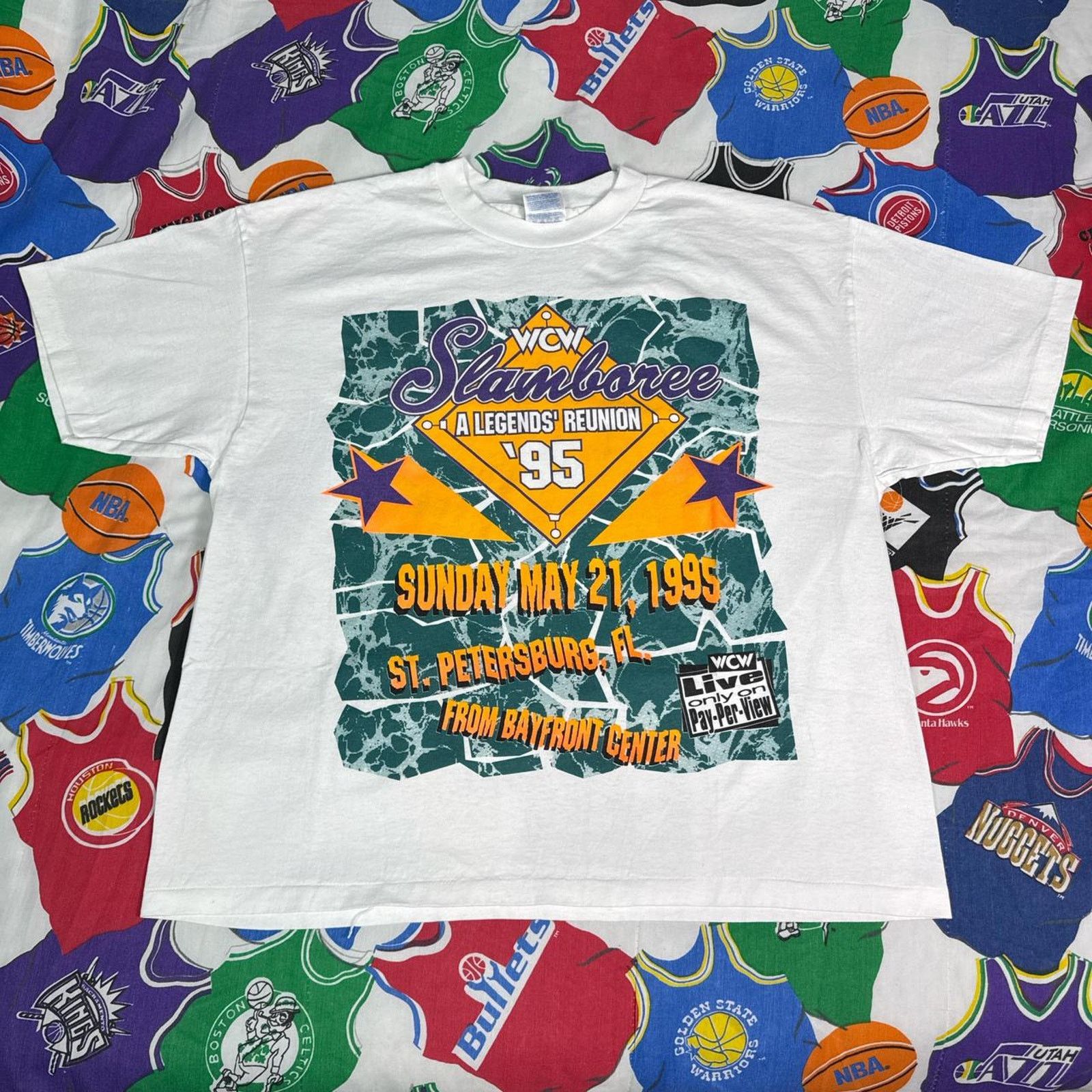 Vintage × WCW/nWo VTG 1995 WCW Slamboree A Legends Reunion Mens XL T-Shirt Size US XL / EU 56 / 4 - 1 Thumbnail