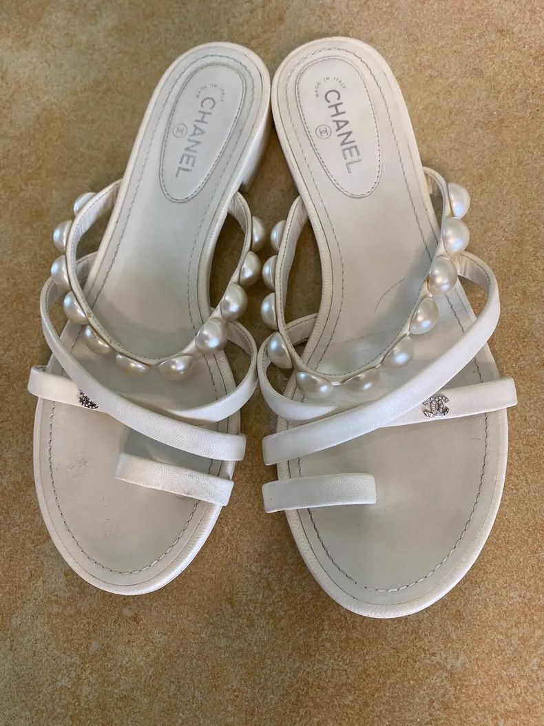 Chanel Chanel Double C Logo Pearl Sandals -2505 Size US 10 / EU 43 - 3 Thumbnail
