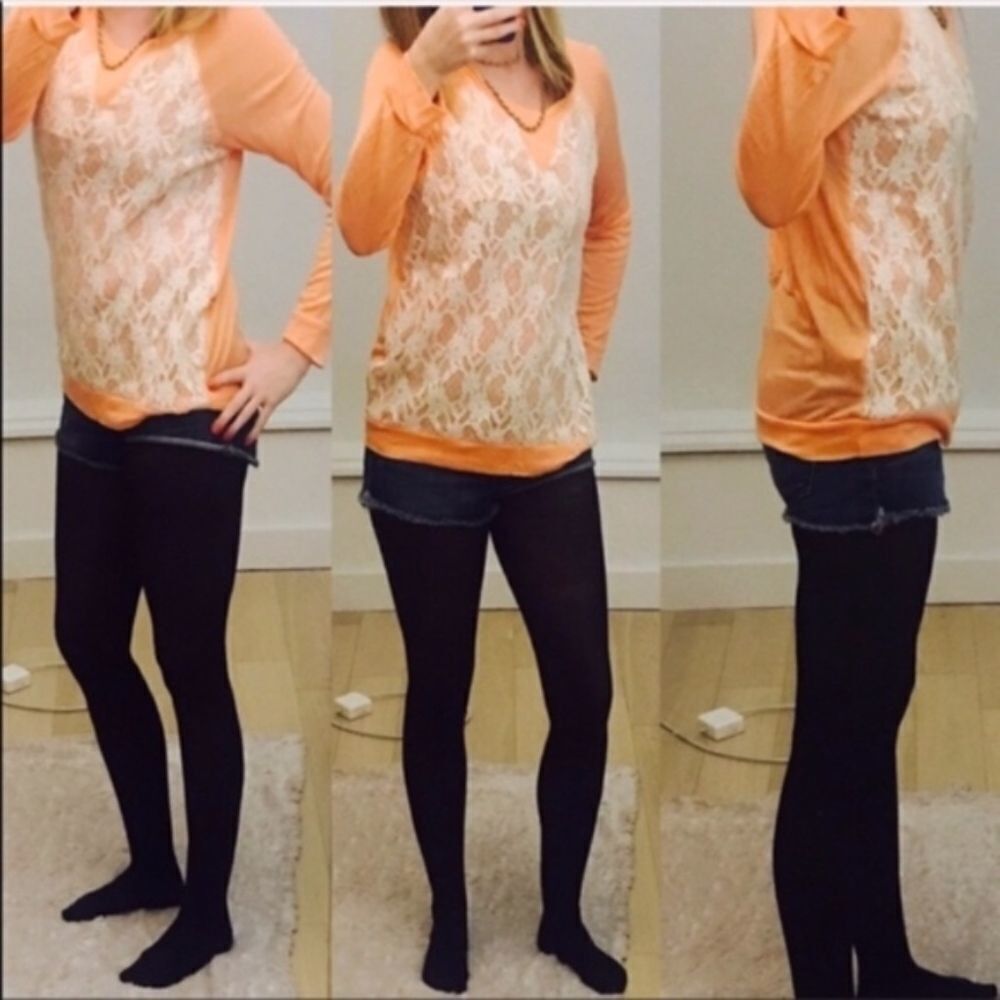 Other Potters Pot Coral Lace Front Lightweight Long Sleeve Top – S Size S / US 4 / IT 40 - 5 Thumbnail
