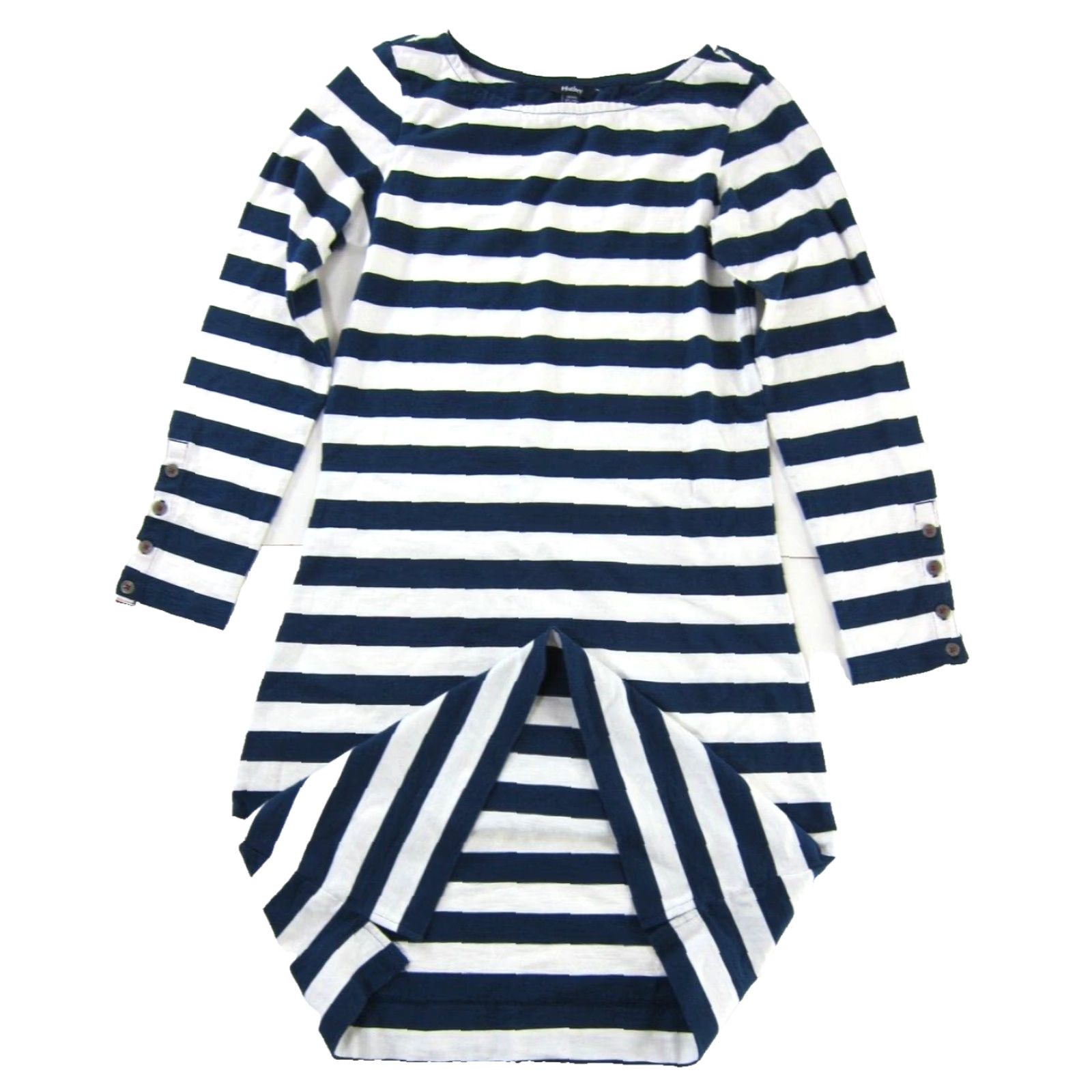 Vintage Hatley Navy Blue White Stripe Cotton Stretch Long Sleeve Midi Shirt Dress XS Size XS / US 0-2 / IT 36-38 - 6 Thumbnail