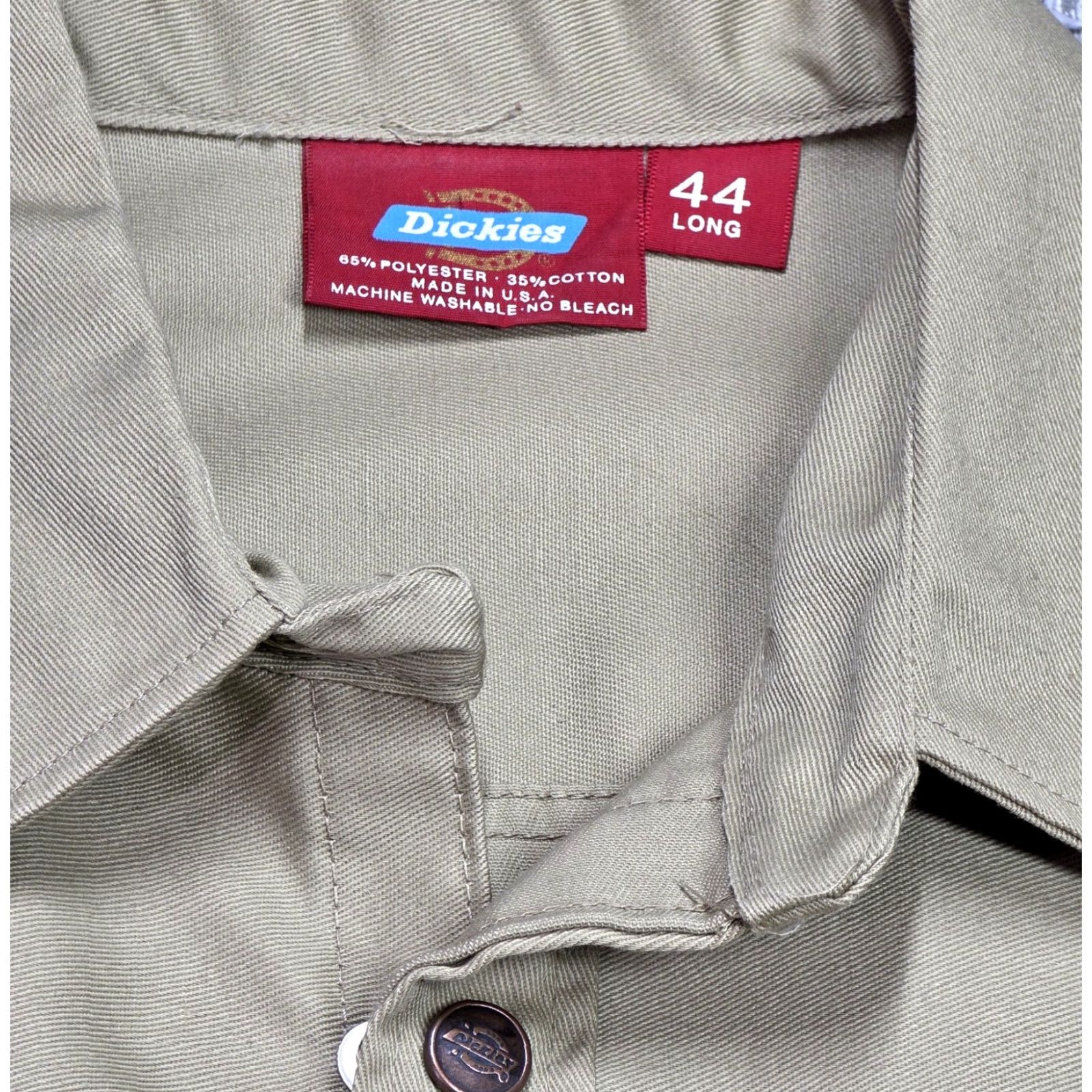 Dickies VINTAGE Dickies Shirt Jacket 44L Beige Heavy Canvas USA Shacket Men 70s 80s Workwear Snap Button All Seasons Pockets Collar MID-LENGTH Jacket Size US XXL / EU 58 / 5 - 4 Thumbnail