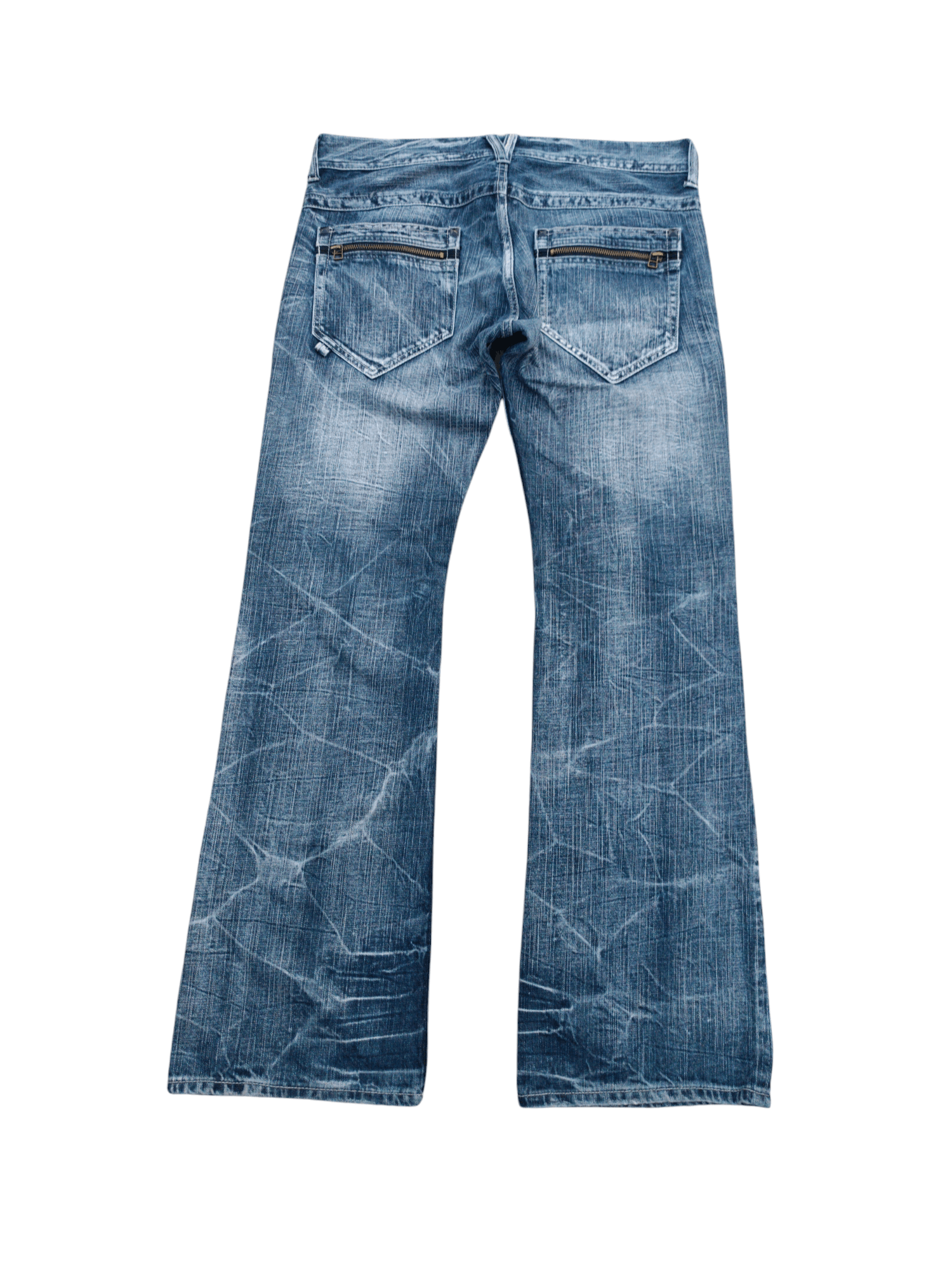 If Six Was Nine FLARED💥SORRIDERE WHISKERS FADED DENIM PANT Size US 34 / EU 50 - 18 Thumbnail
