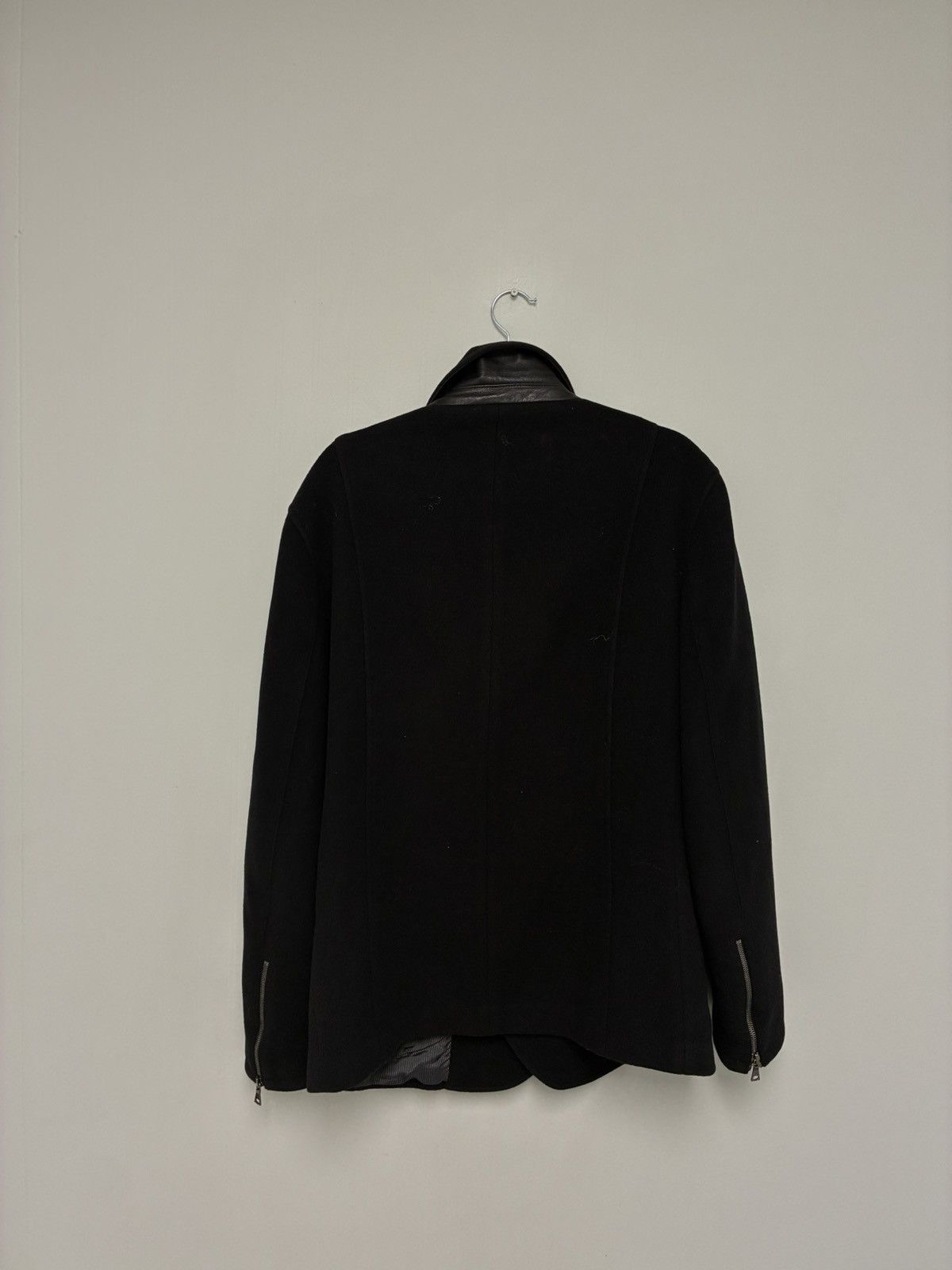 John Varvatos Black leather collar peacoat jacket EU 50 USA 40 Size US M / EU 48-50 / 2 - 8 Thumbnail