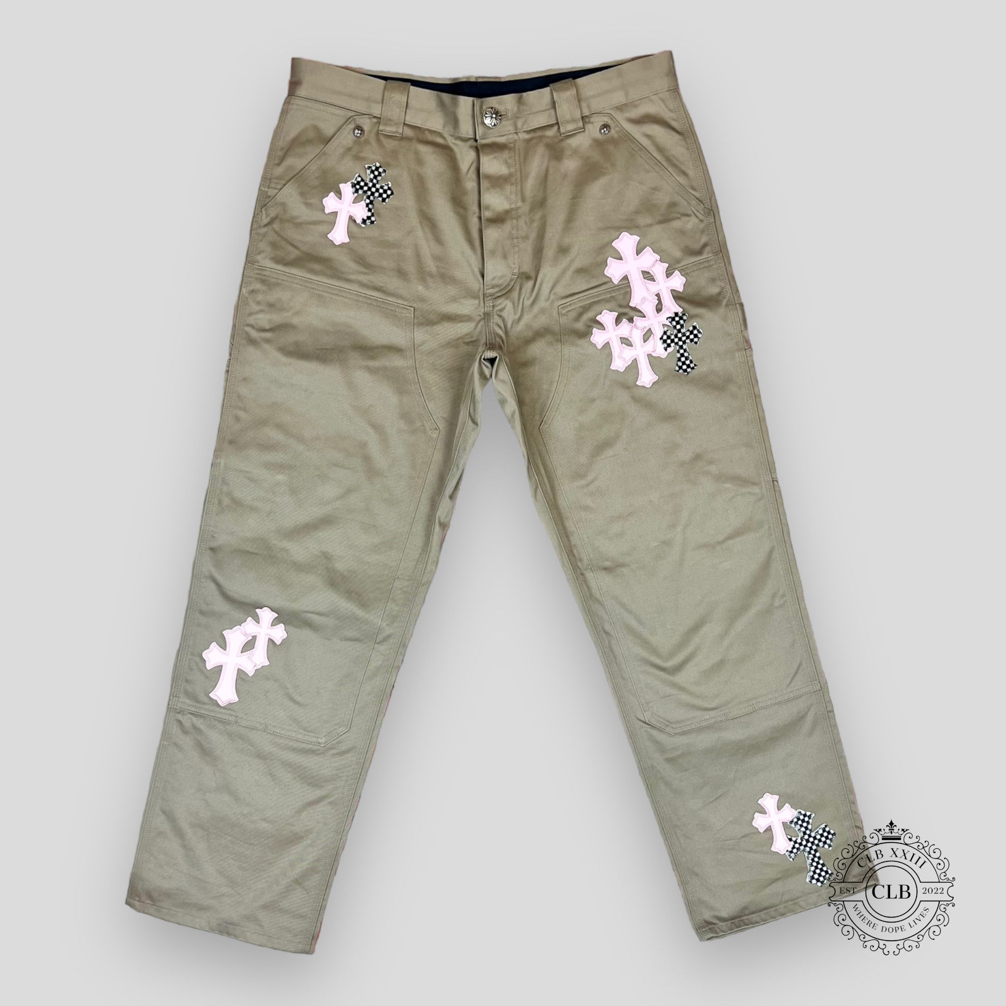 chrome hearts carpenter 36サイズ Chrome Hearts Chrome Hearts Pink Cross Patch Carpenter Pants