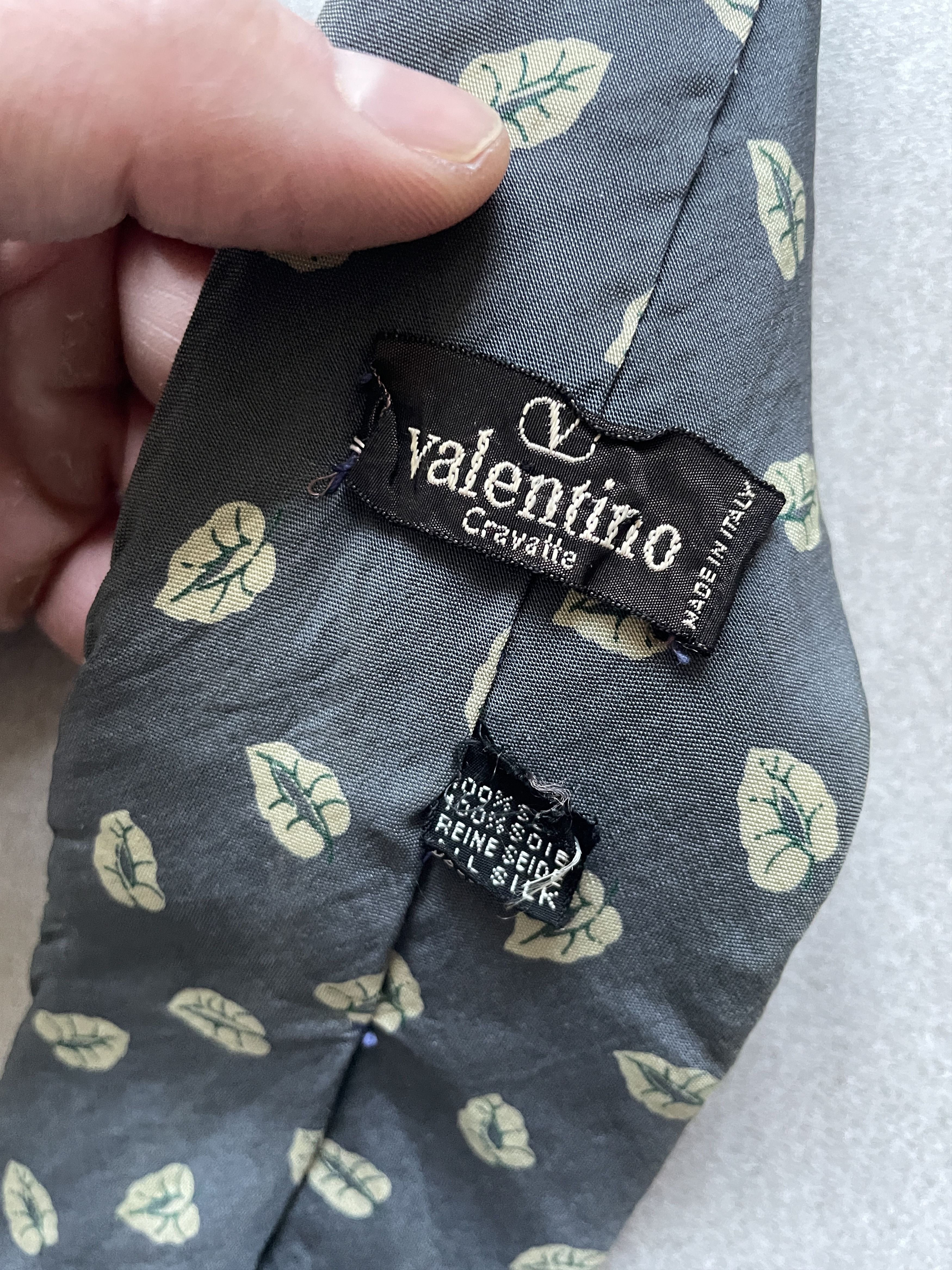 Valentino VALENTINO CRAVATTE GREY LEAFS SILK TIE Size ONE SIZE - 3 Thumbnail