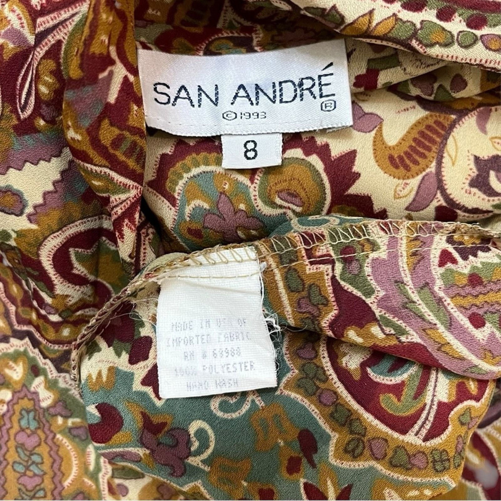 Vintage San André Vintage 90s paisley button up blouse attached cape Size M / US 6-8 / IT 42-44 - 9 Thumbnail