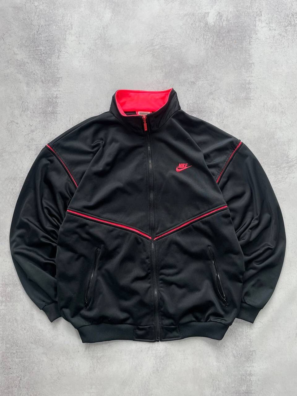 Nike × Vintage Vintage 80s Nike Track Jacket Black Pink Y2K Size US M / EU 48-50 / 2 - 1 Thumbnail