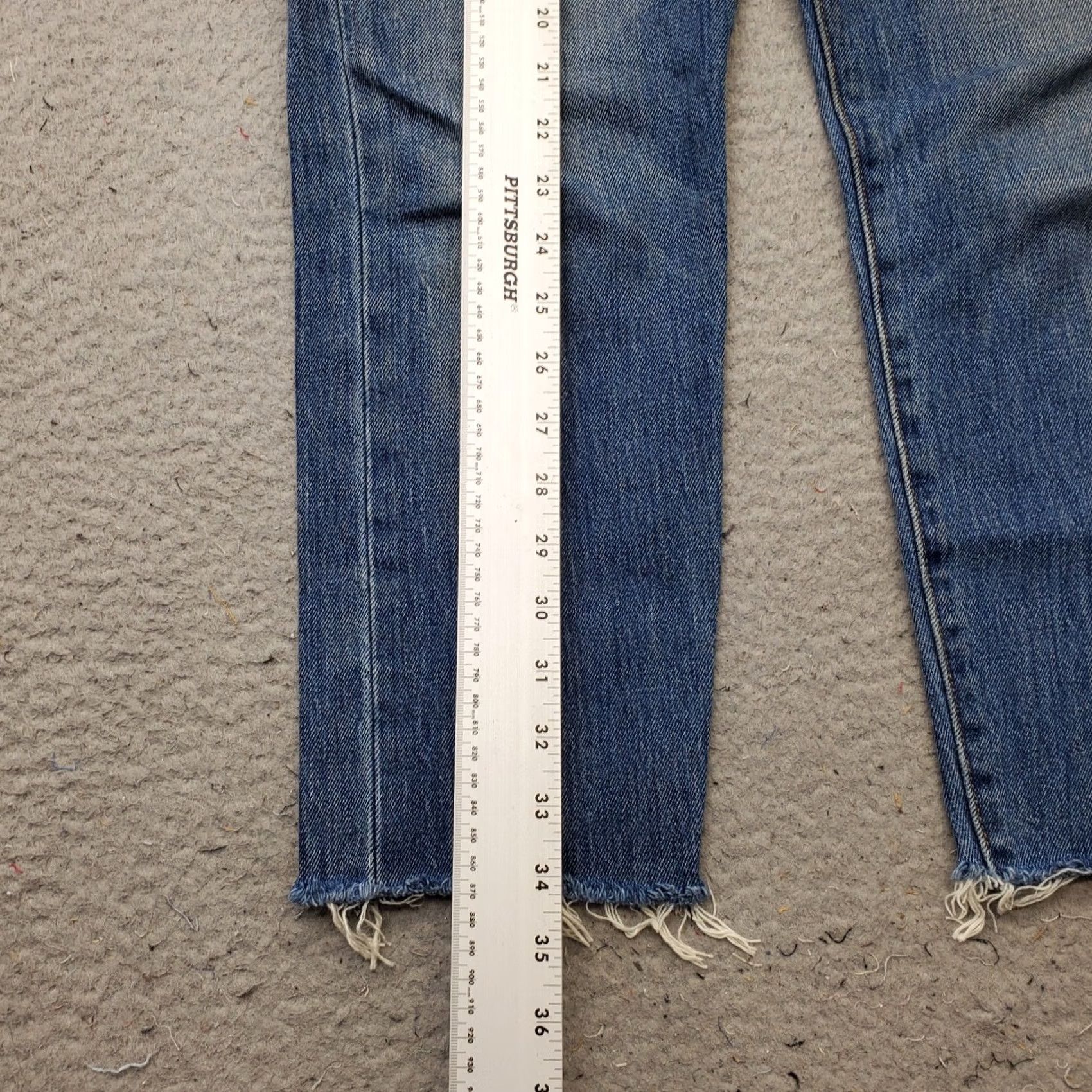 Levi's Levi's Straight Jeans Womens 28 Blue Denim White Oak Cone Frayed Hem Button Fly Jeans Size 28" / US 6 / IT 42 - 3 Thumbnail