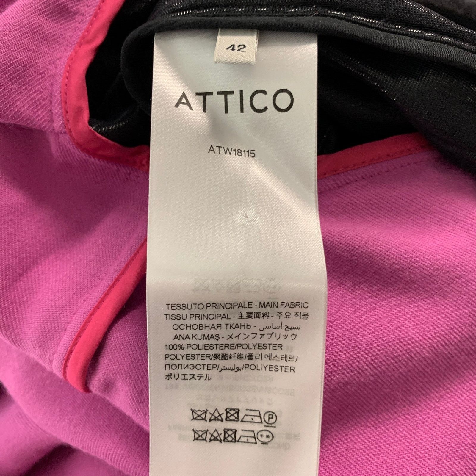 The Attico ATTICO Size 6 Pink Black Polyester Velvet Wrap Dress Size M / US 6-8 / IT 42-44 - 7 Thumbnail