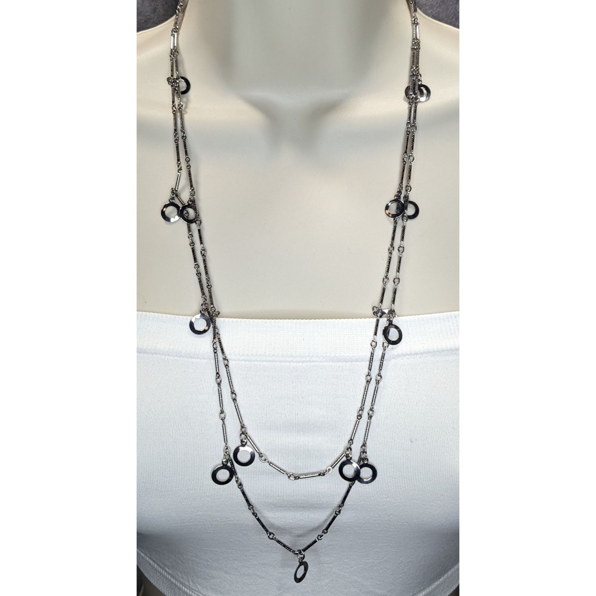 Other Modern Geometric Charm Silver-Tone Long Chain Necklace Size ONE SIZE - 3 Thumbnail